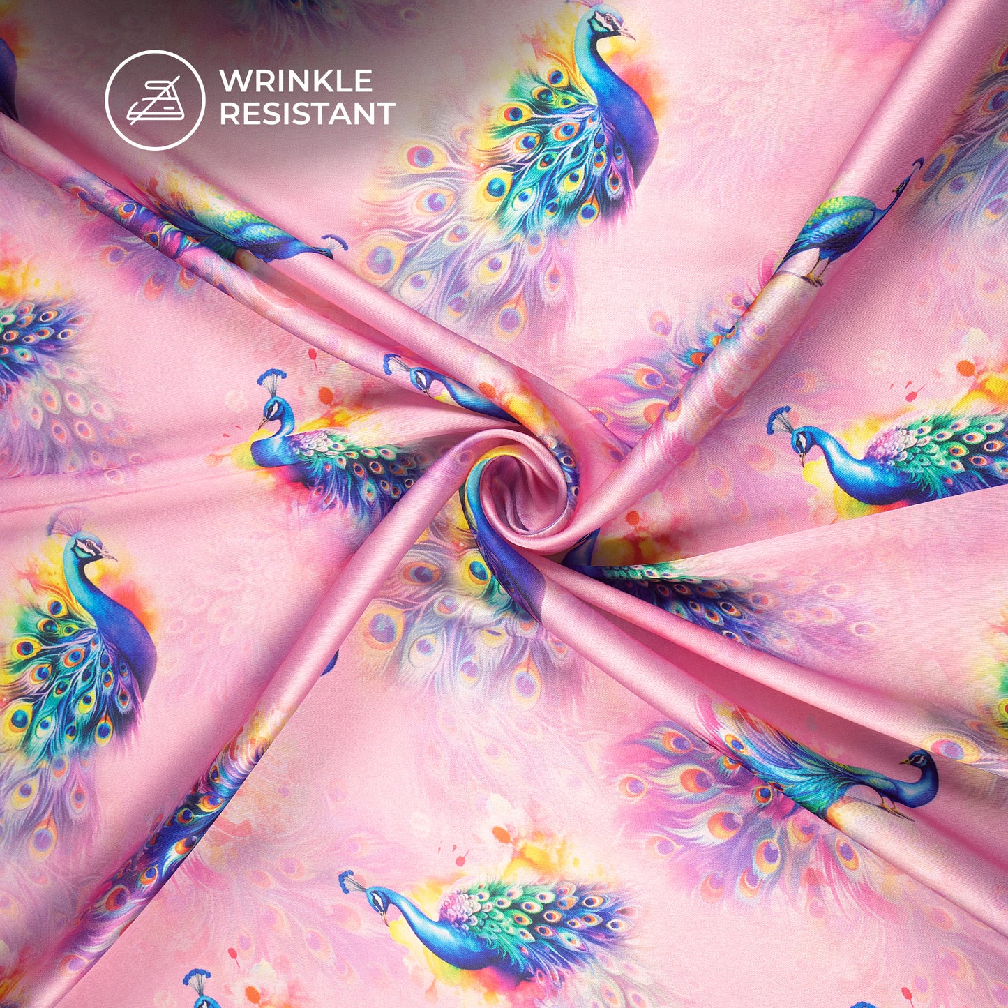 Festive Finds: Beautiful Peacock Digital Print Japan Satin Fabric