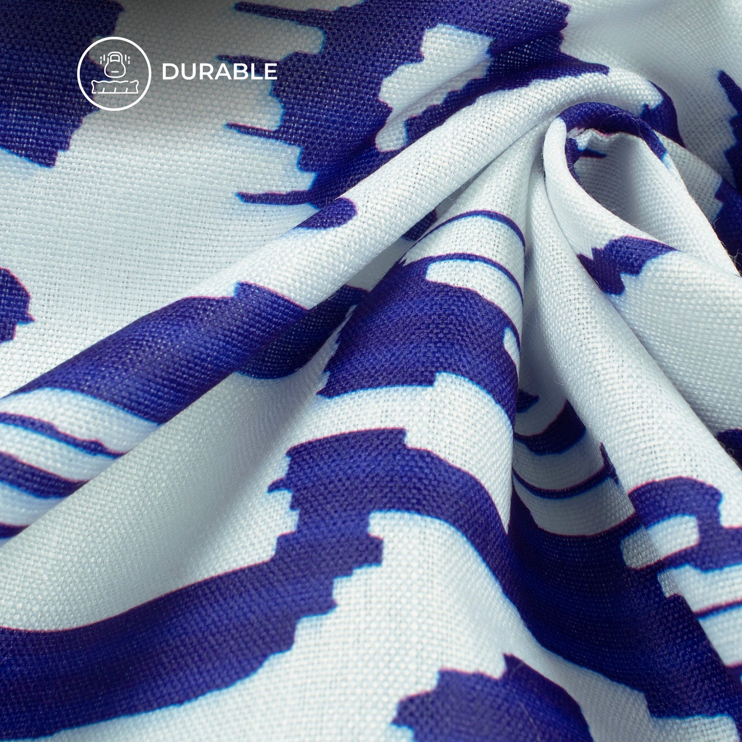 Ikkat Inspired Digital Print Poly Linen Fabric
