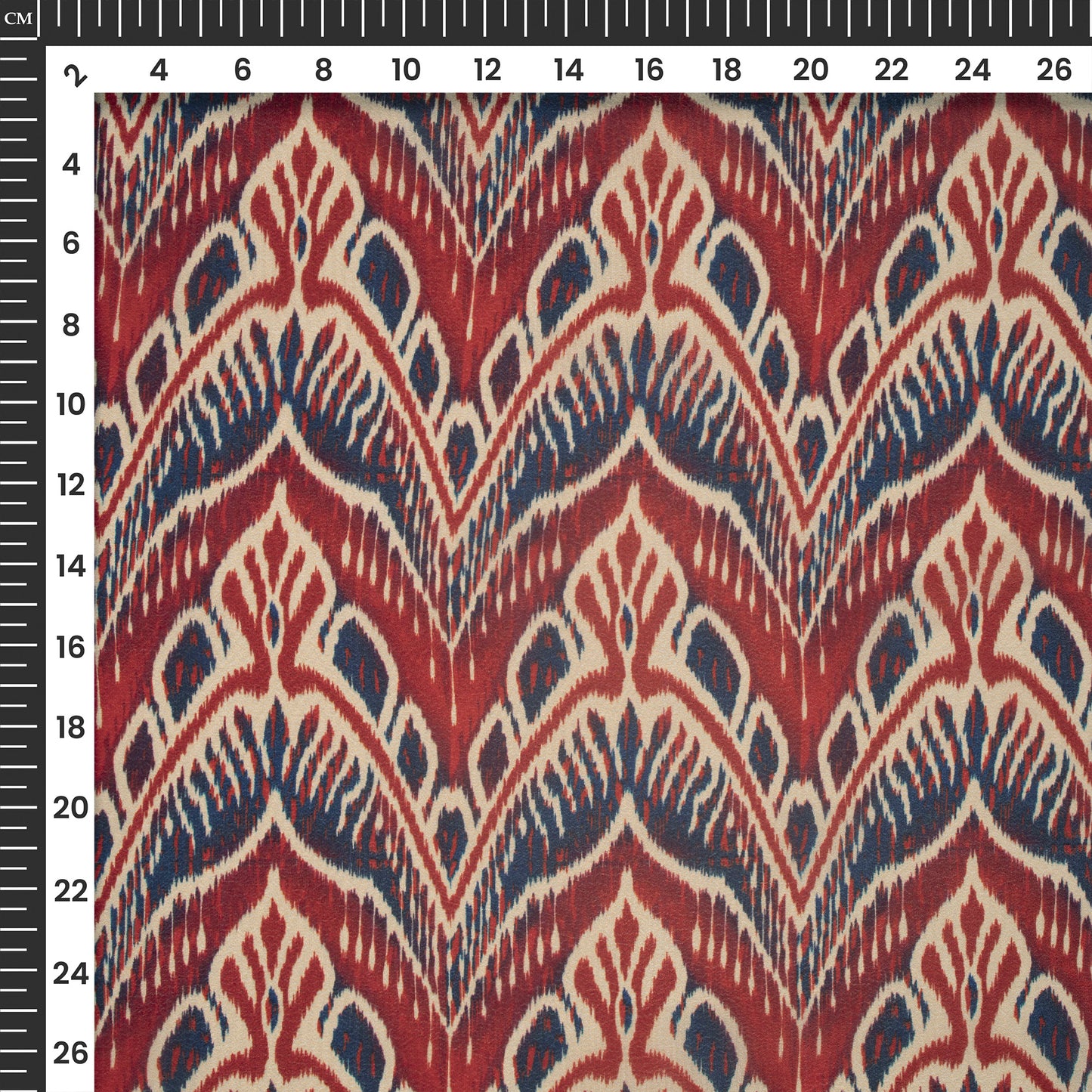 Trendy Ikkat Inspired Digital Print Viscose Natural Crepe Fabric