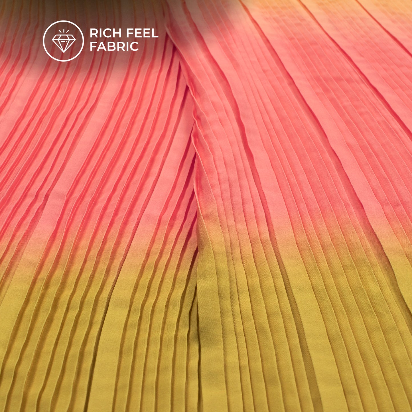 Bestselling Multi Color Ombre Pleated Crepe Satin Fabric