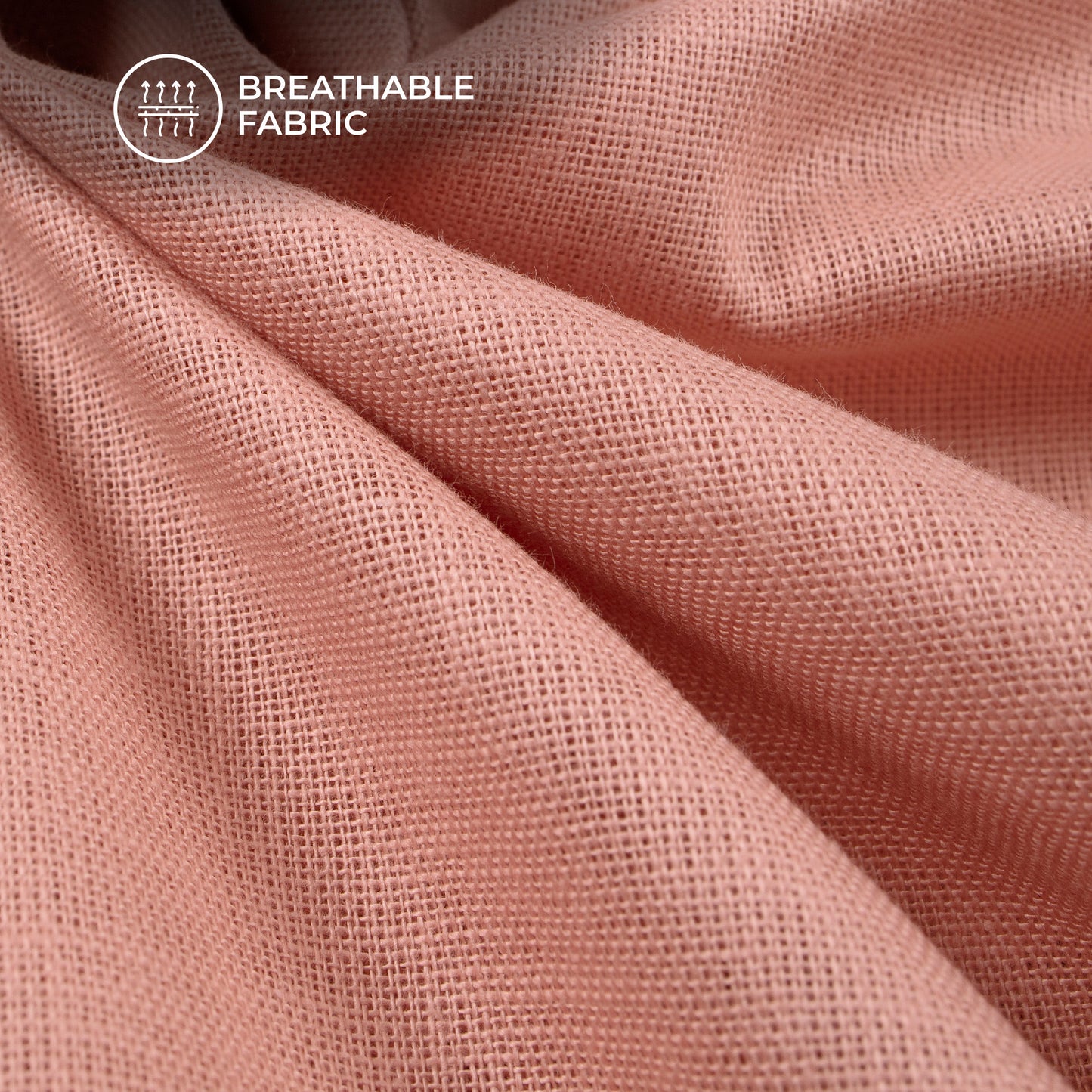 Peach Plain Cotton Linen Shirting Fabric