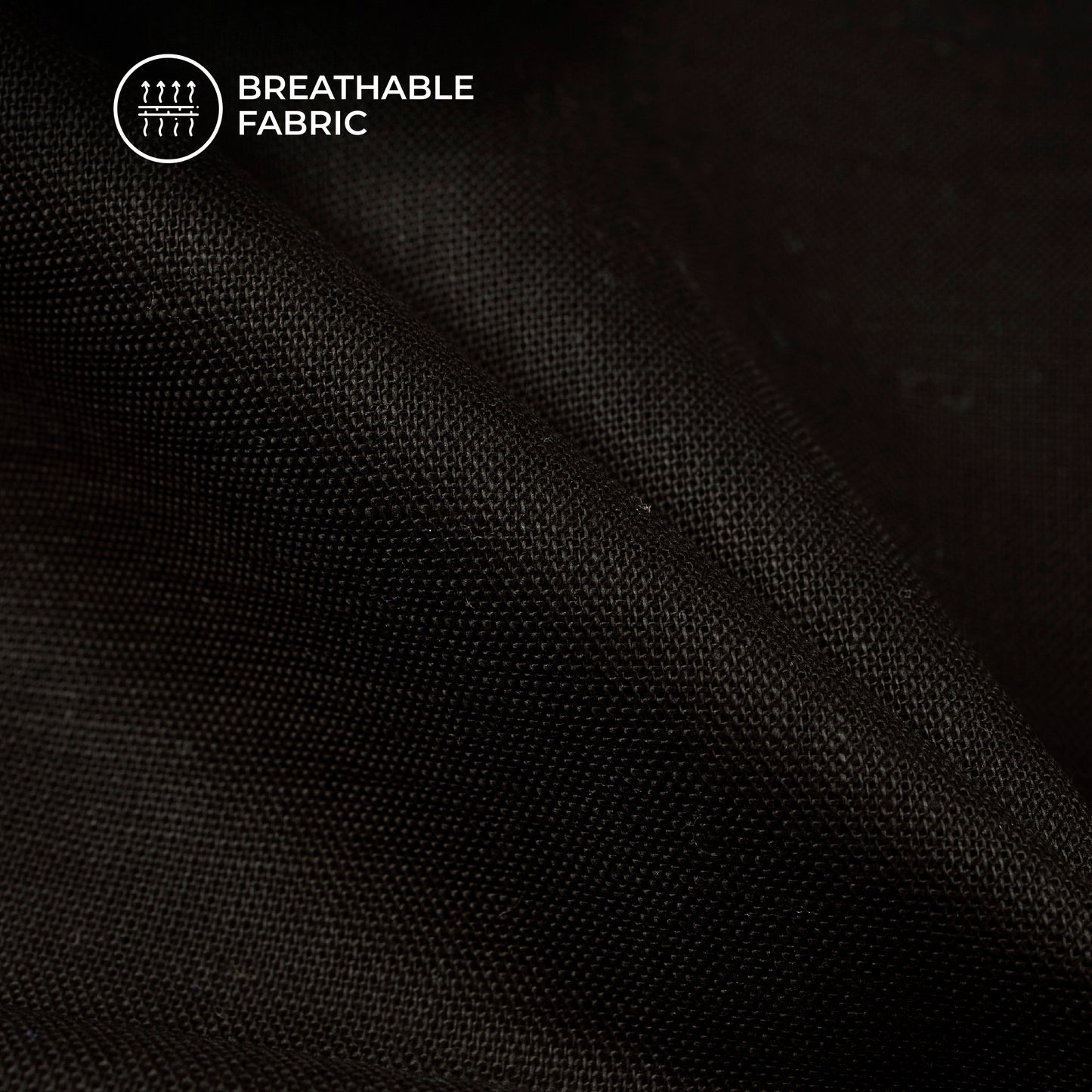 Black Plain Cotton Linen Shirting Fabric