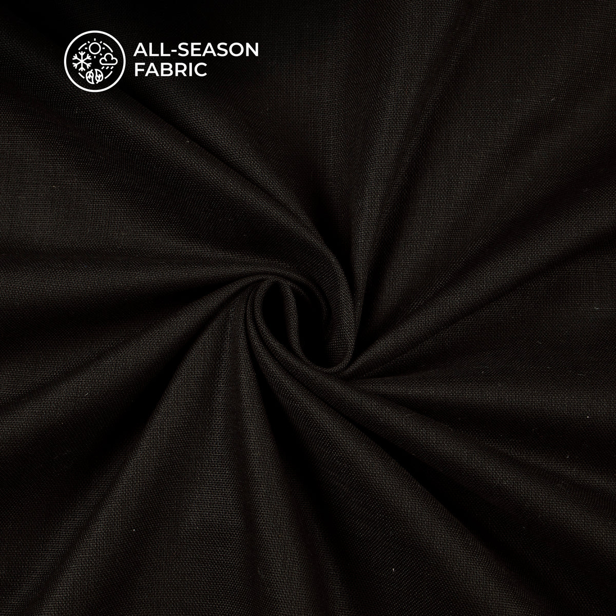 Black Plain Cotton Linen Shirting Fabric