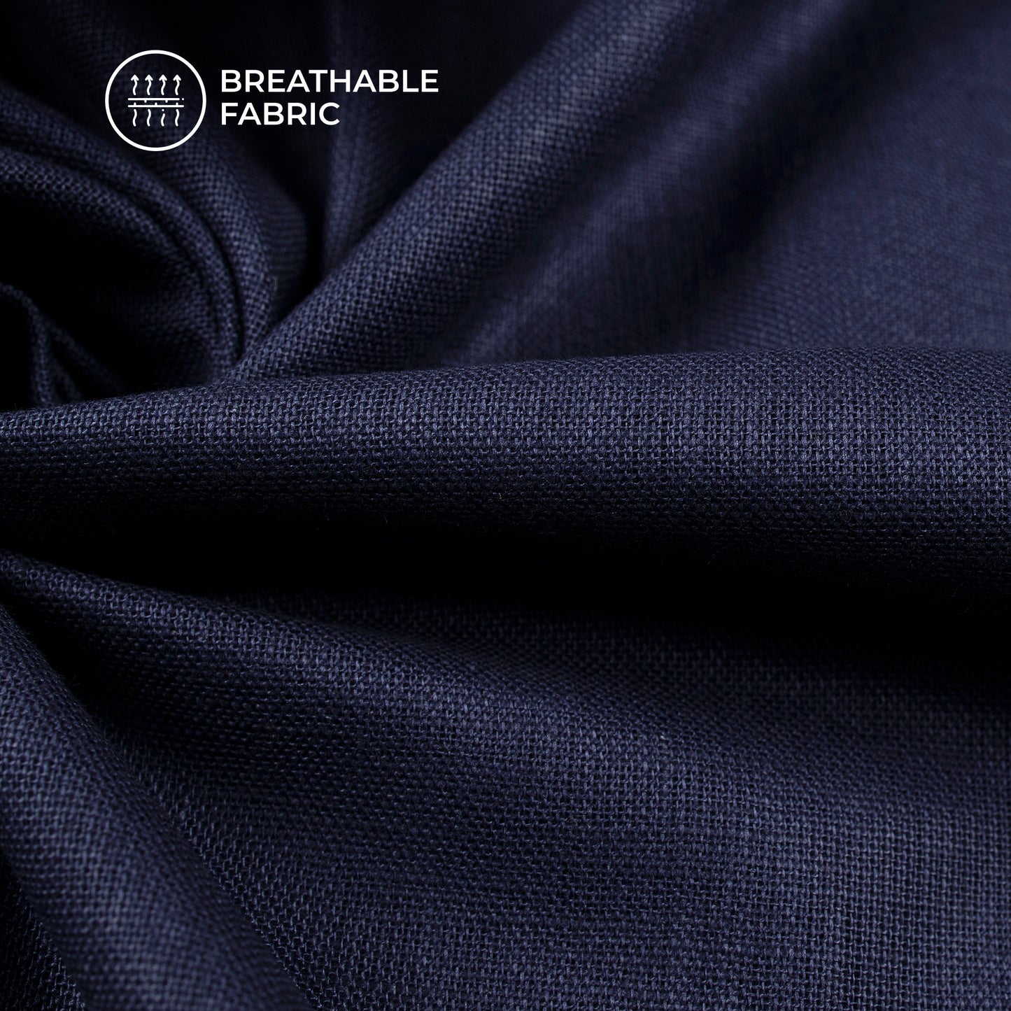 Navy Blue Plain Cotton Linen Shirting Fabric