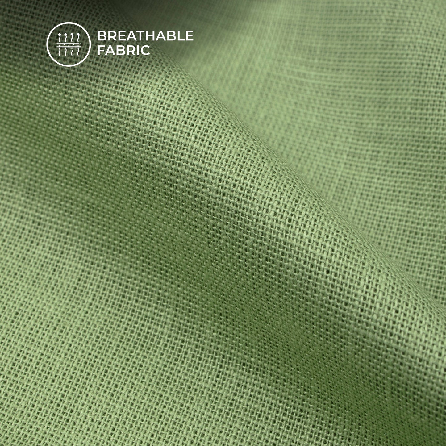 Olive Green Plain Cotton Linen Shirting Fabric