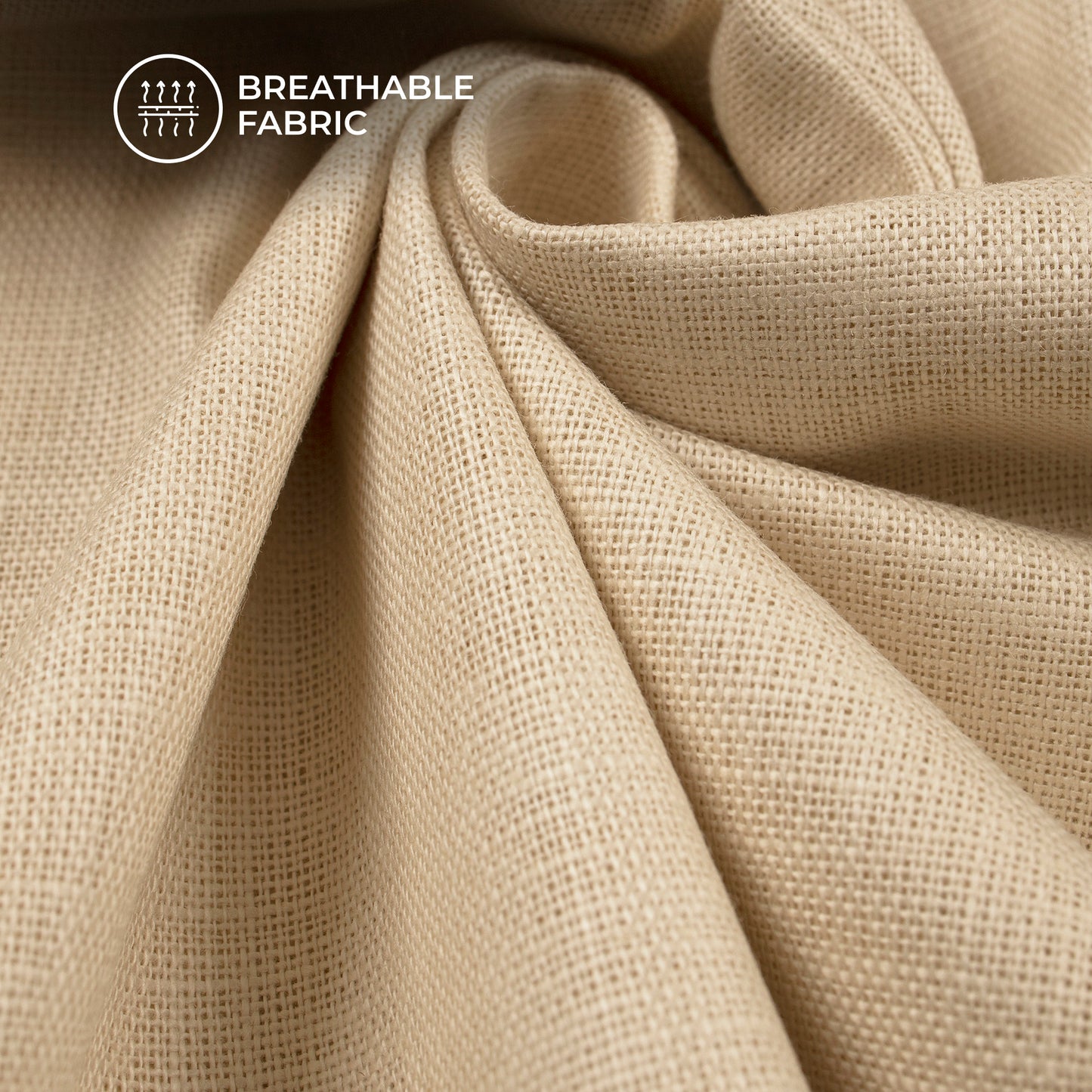 Cream Plain Cotton Linen Shirting Fabric