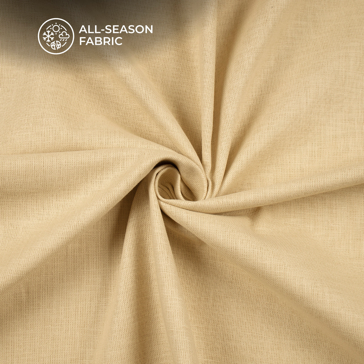 Beige Plain Cotton Linen Shirting Fabric