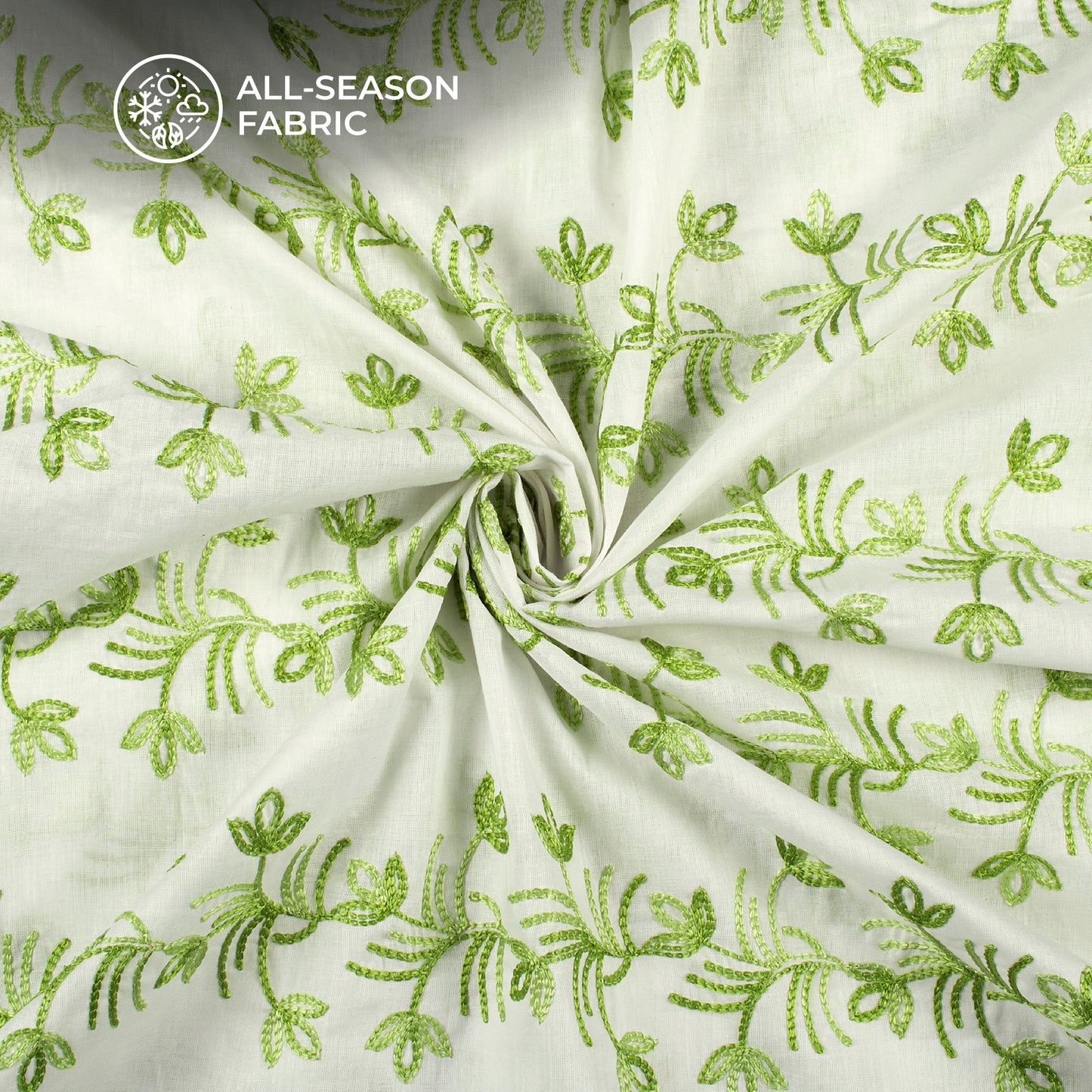 Gorgeous Thread Floral Embroidery Work On Cotton Fabric