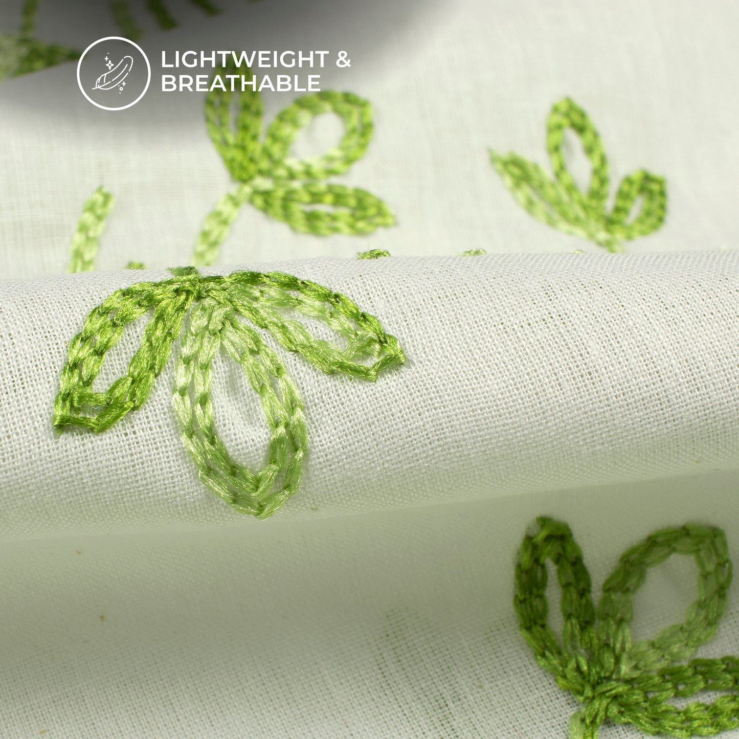 Gorgeous Thread Floral Embroidery Work On Cotton Fabric