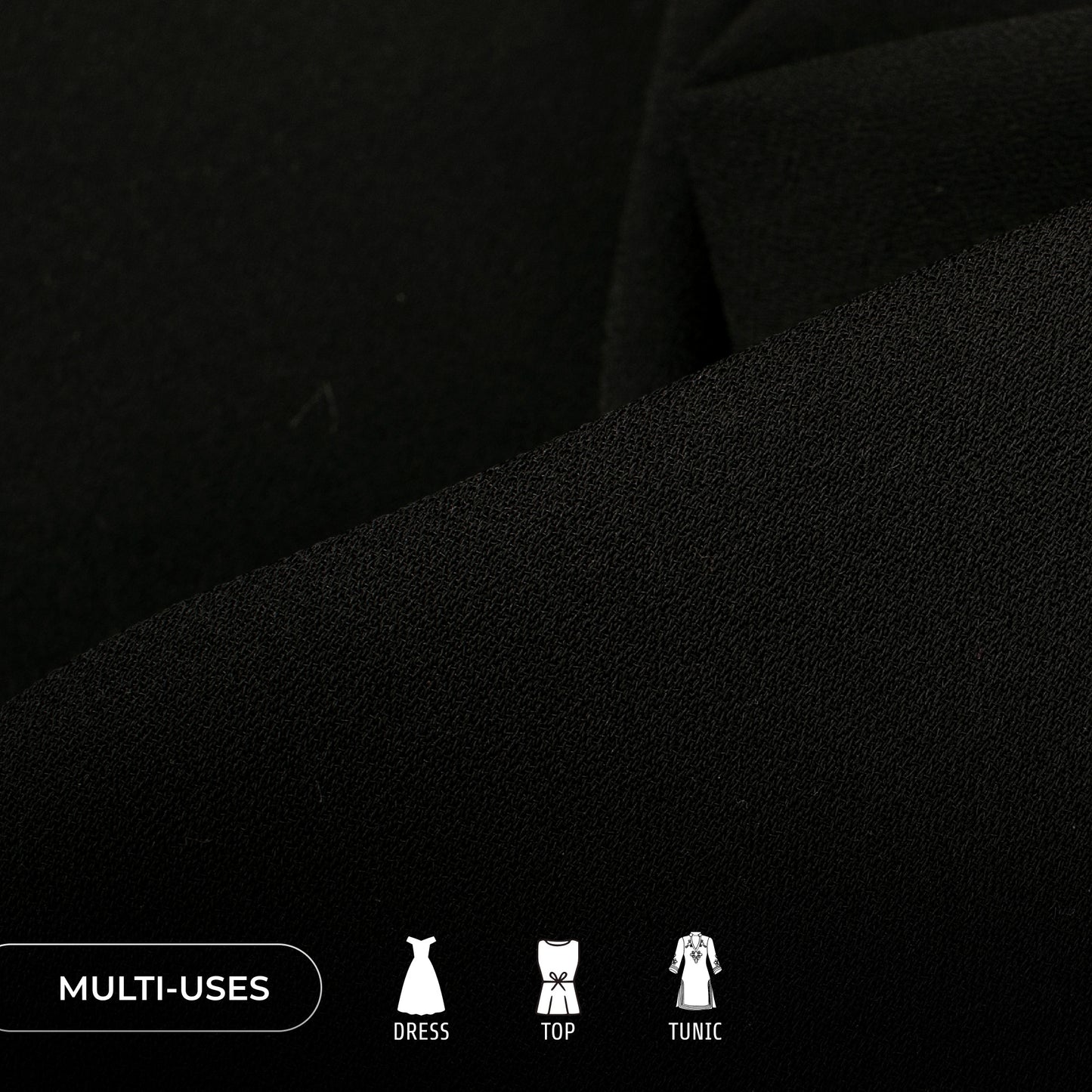 Black Plain Moss Georgette Fabric (Width 54 Inches)