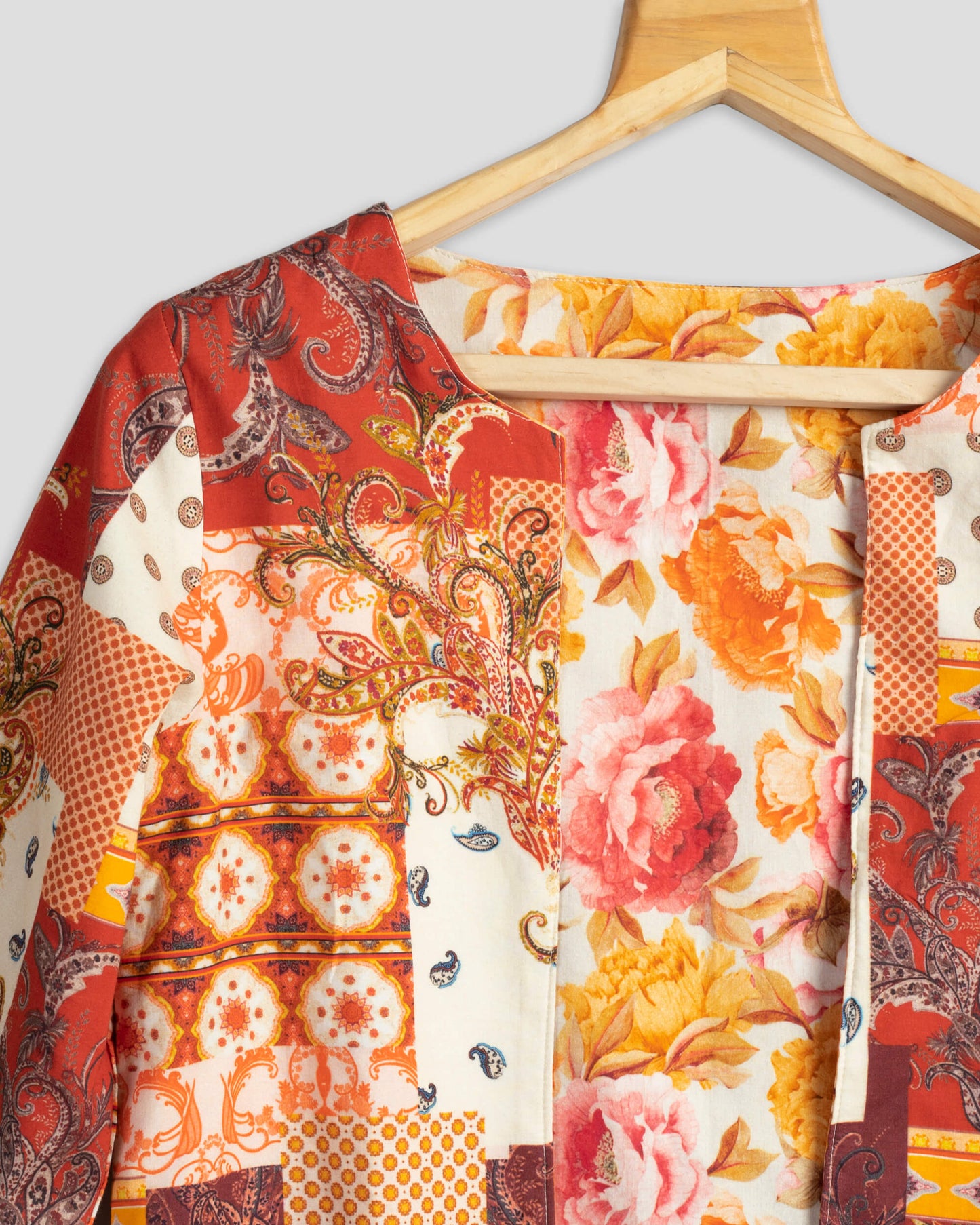 Trendy Ethnic Floral Reversible Jacket For Women