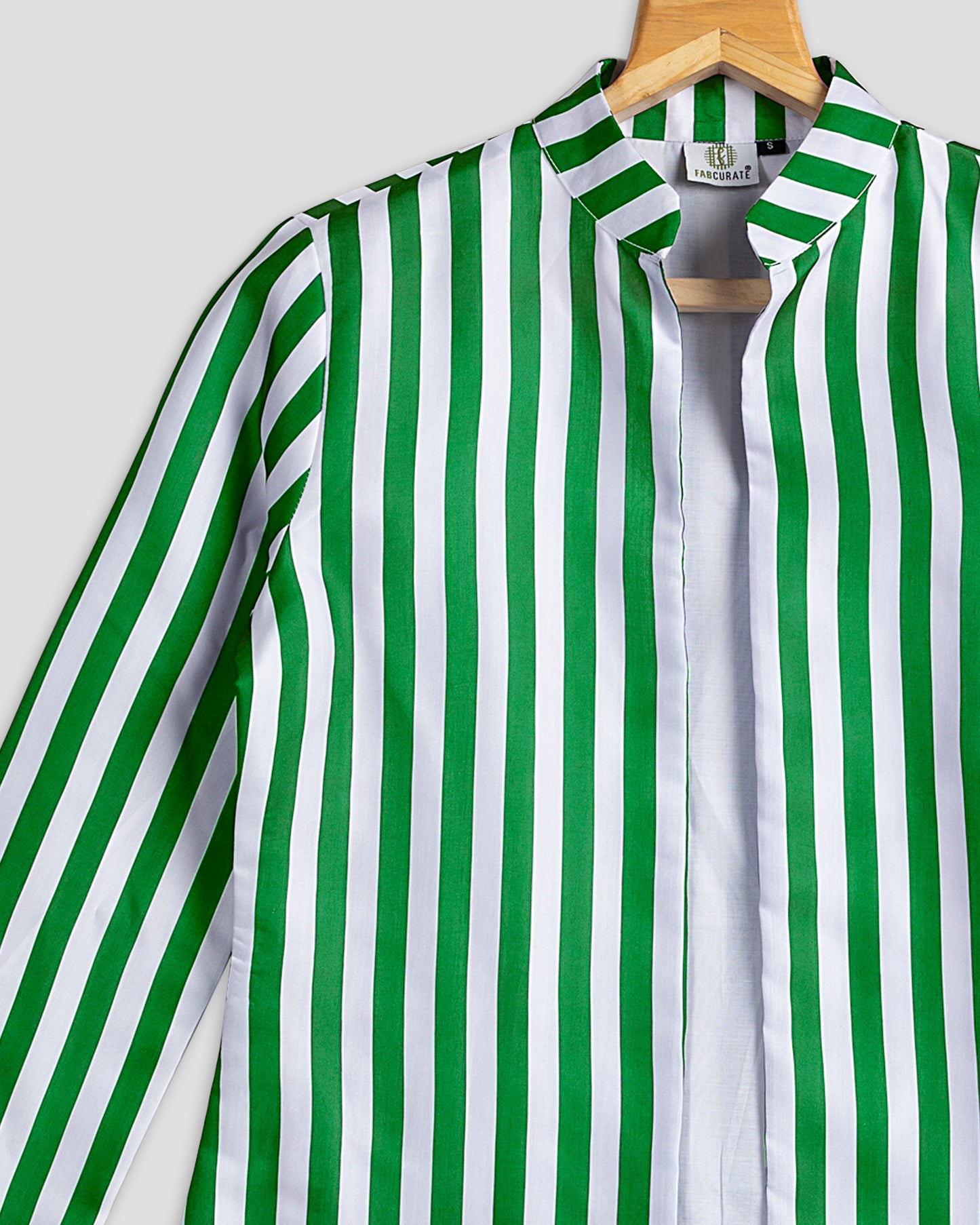 Green Stripes Hangup Jacket For Women