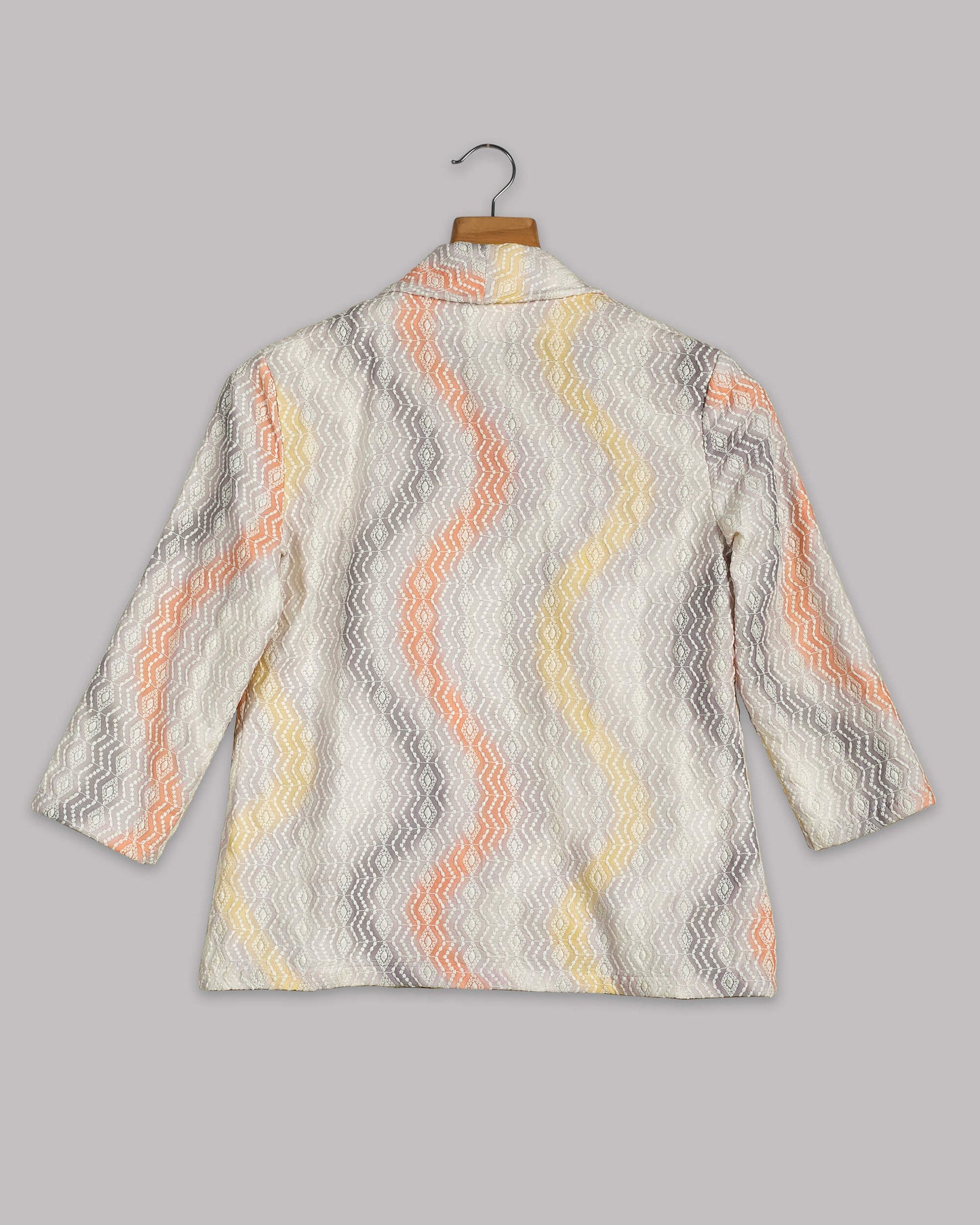 Chevron Printed Embroidery Muslin Jacket