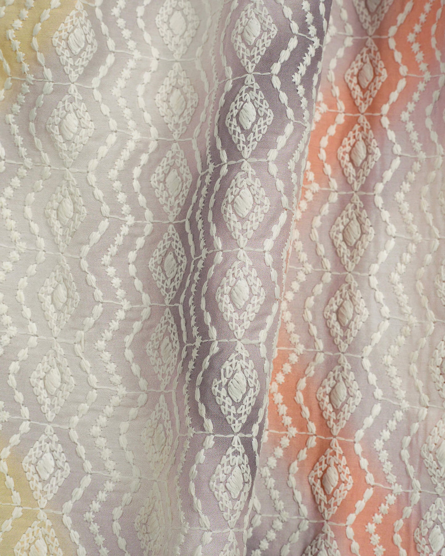 Chevron Printed Embroidery Muslin Jacket