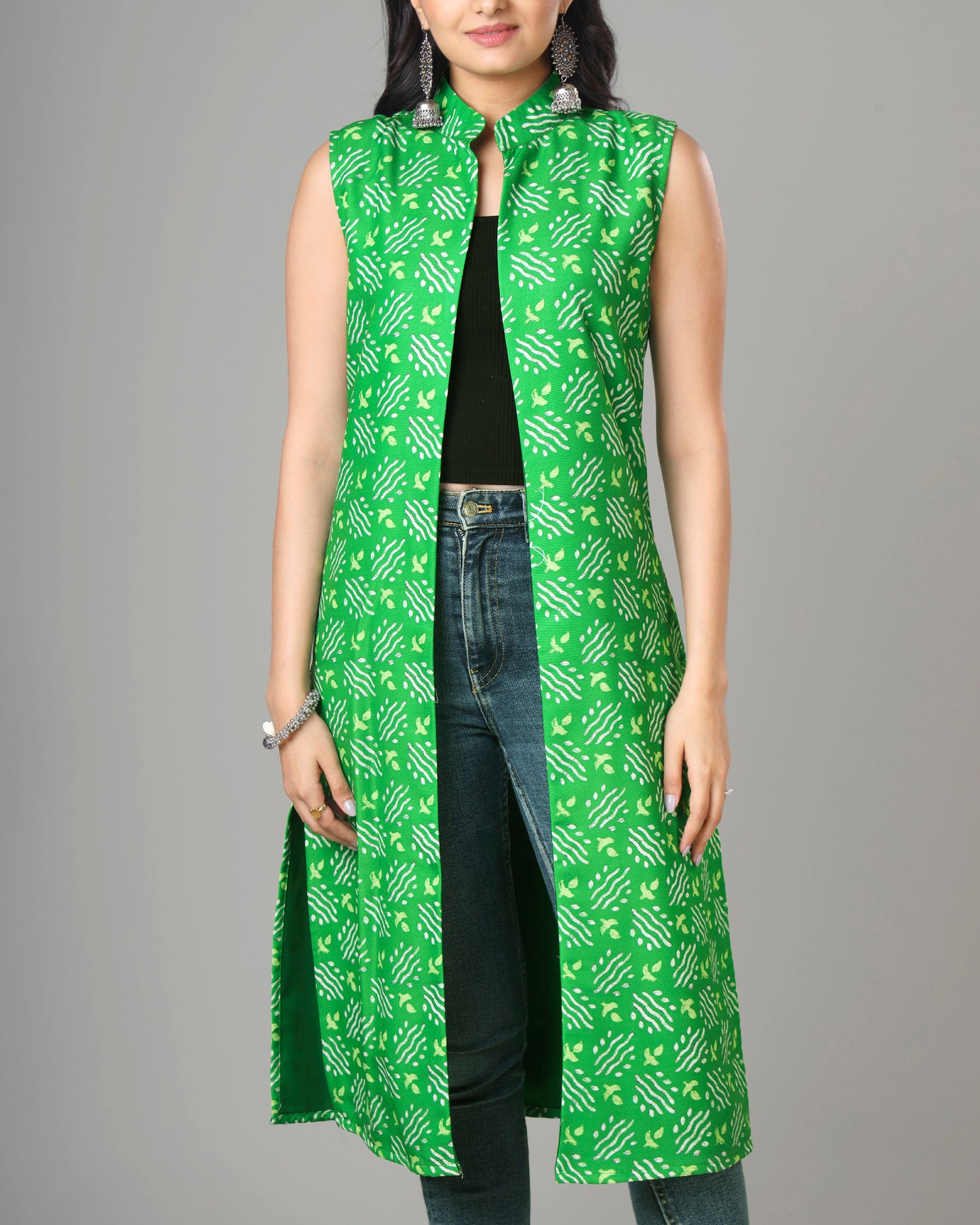 Trendy Bandhanii Designer Long Jacket For Woman