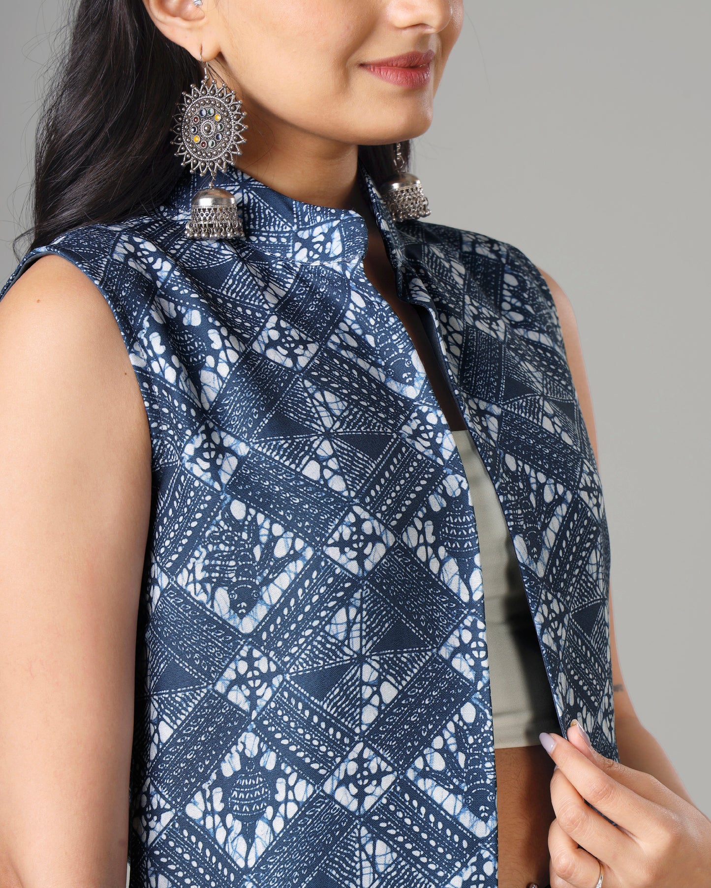 Traditional Indiigo Long Jacket For Woman