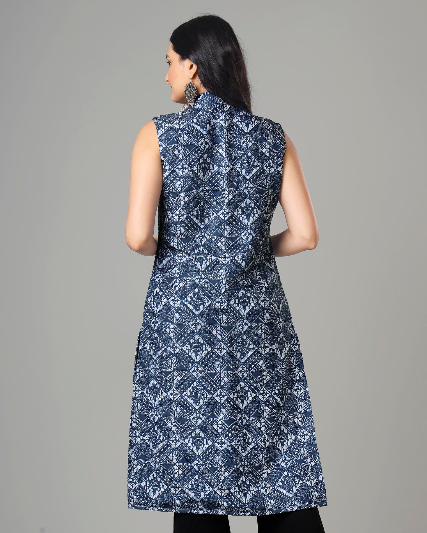Traditional Indiigo Long Jacket For Woman