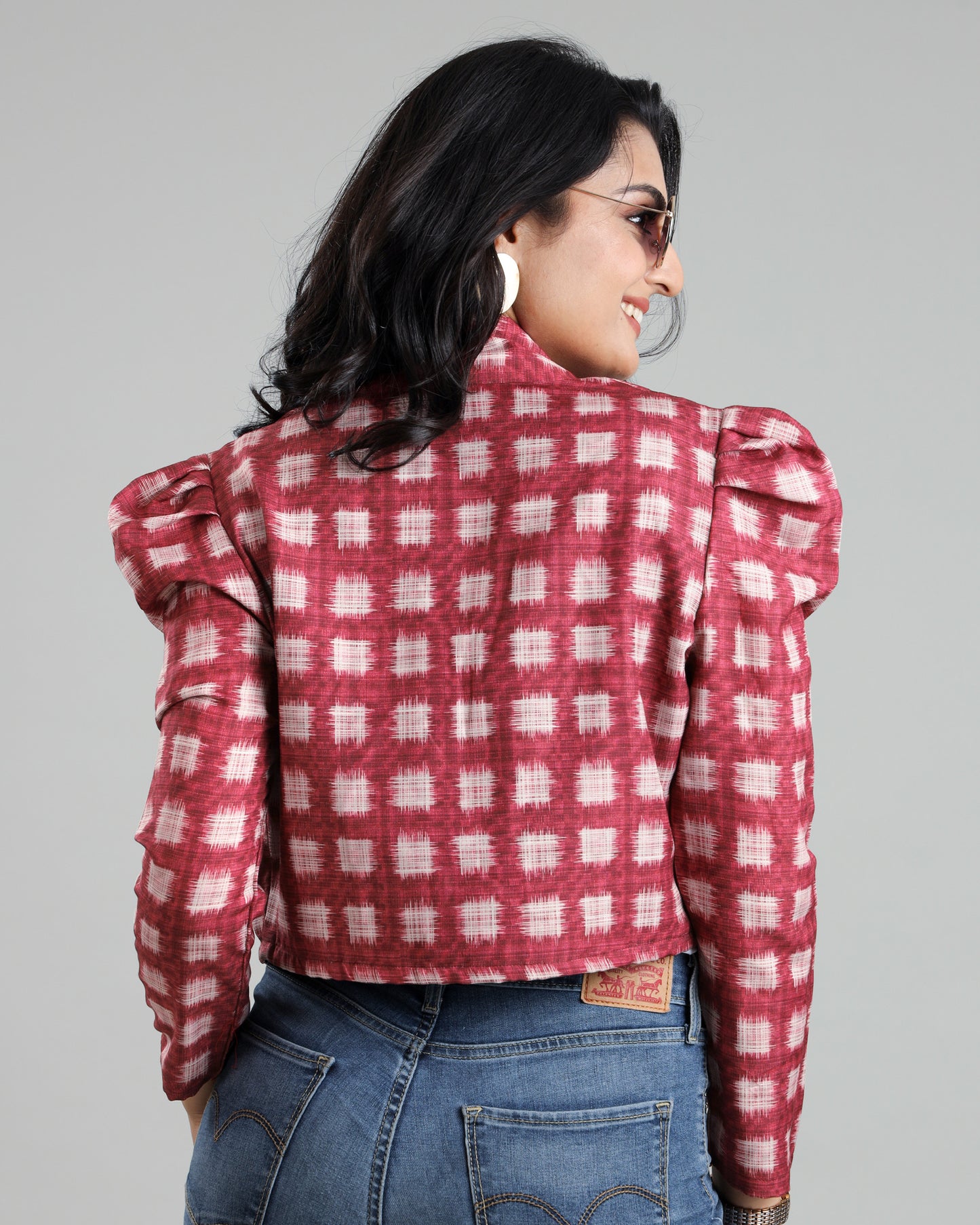 On-Trend: Checked Women's Jacket With Puff Sleeves