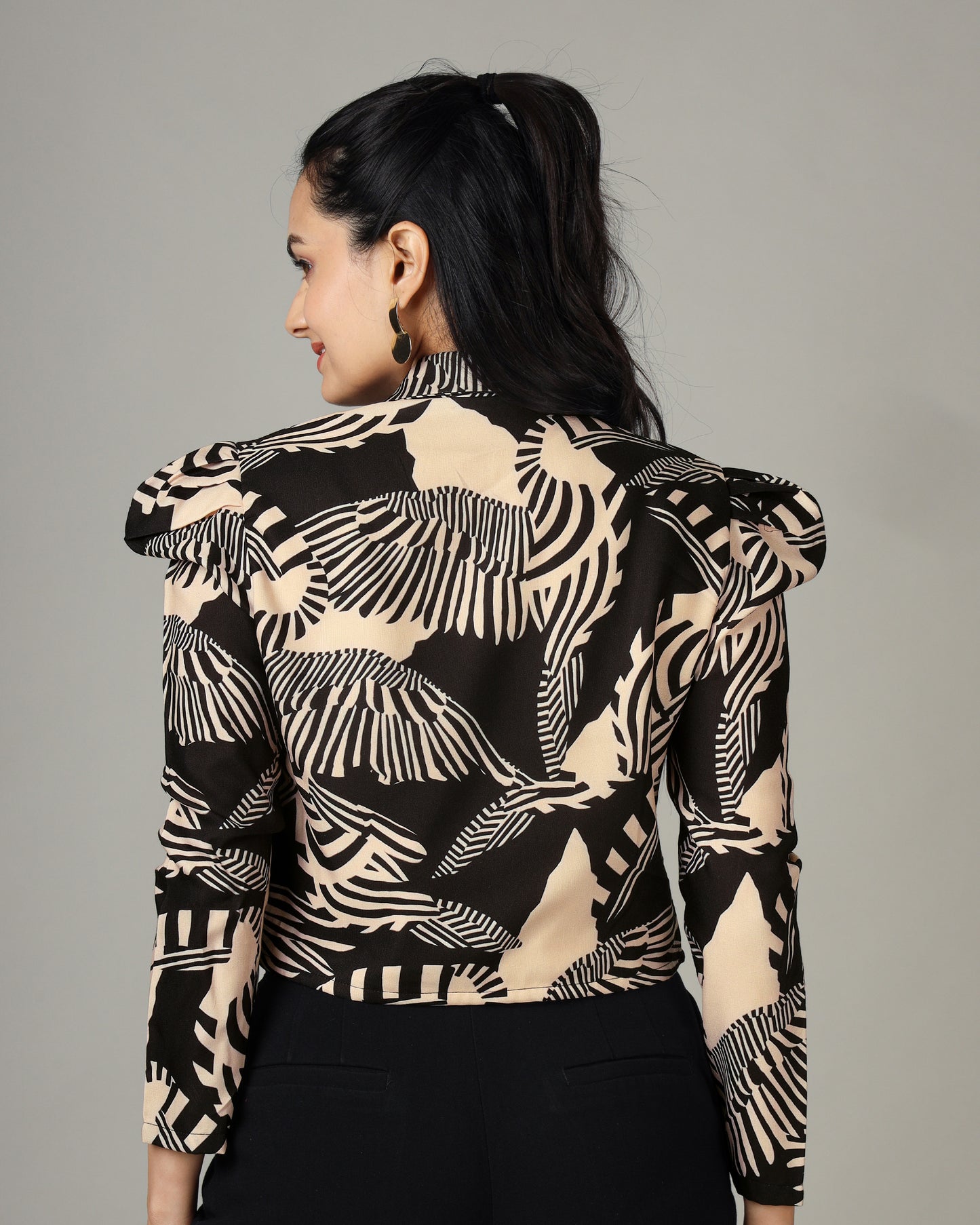 Ride the Fashion Current with Our Abstract Crop Jacket