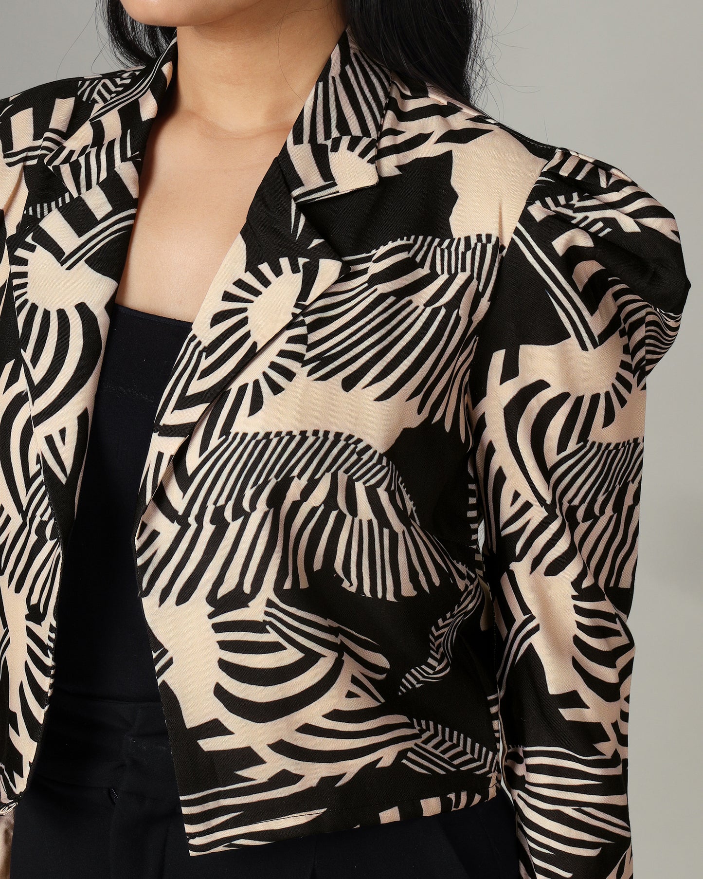 Ride the Fashion Current with Our Abstract Crop Jacket