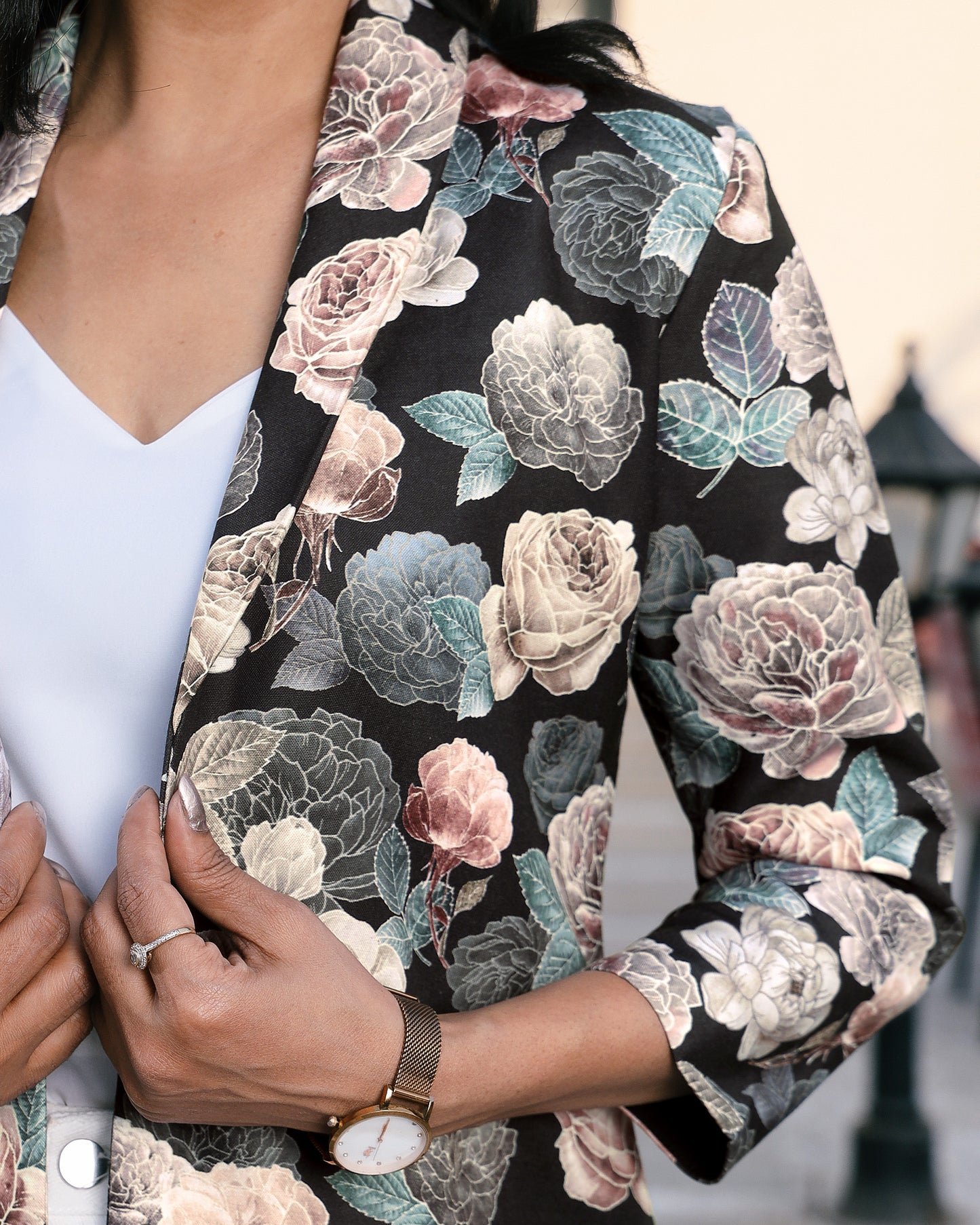 Street Style Icon: Black Edition Floral Jacket For Women