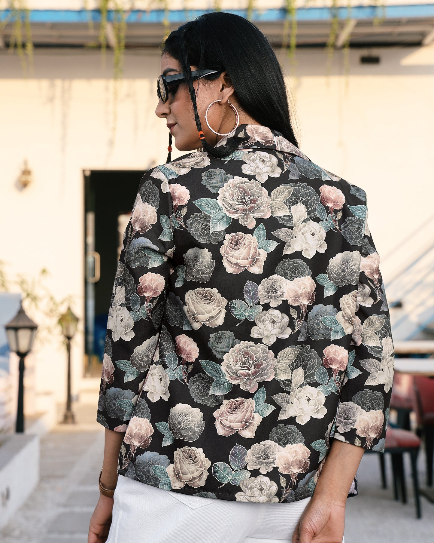 Street Style Icon: Black Edition Floral Jacket For Women