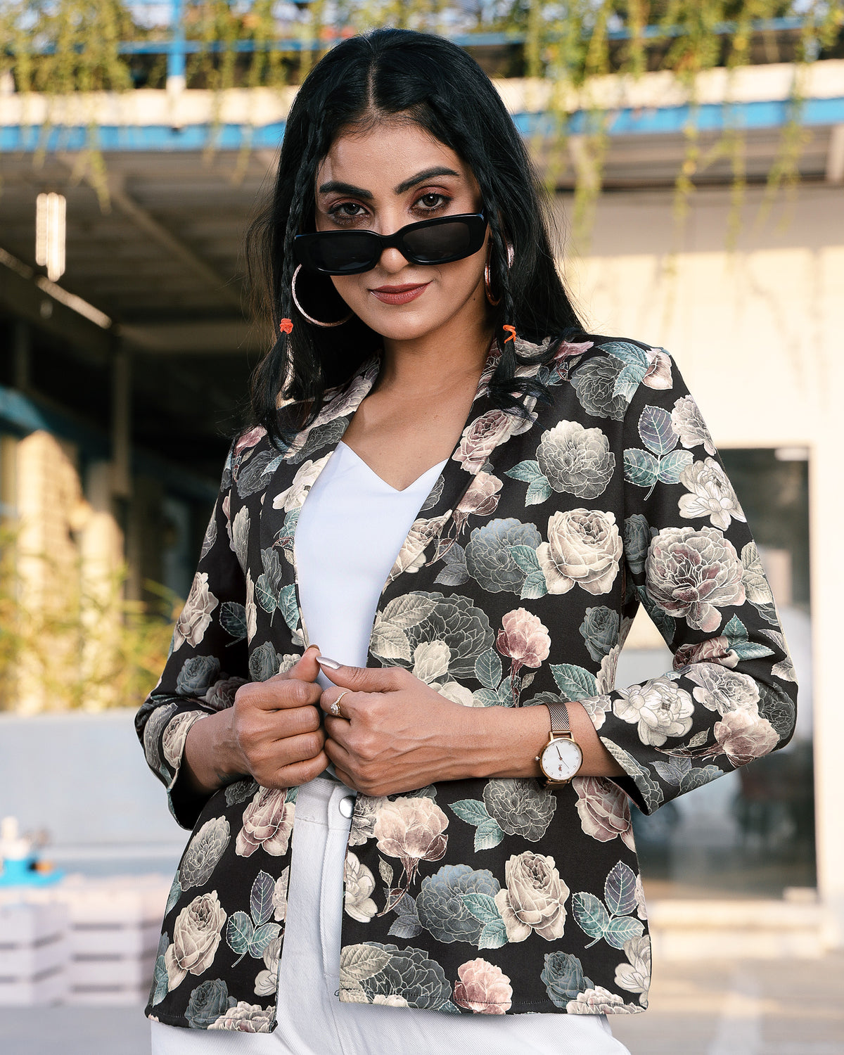 Street Style Icon: Black Edition Floral Jacket For Women