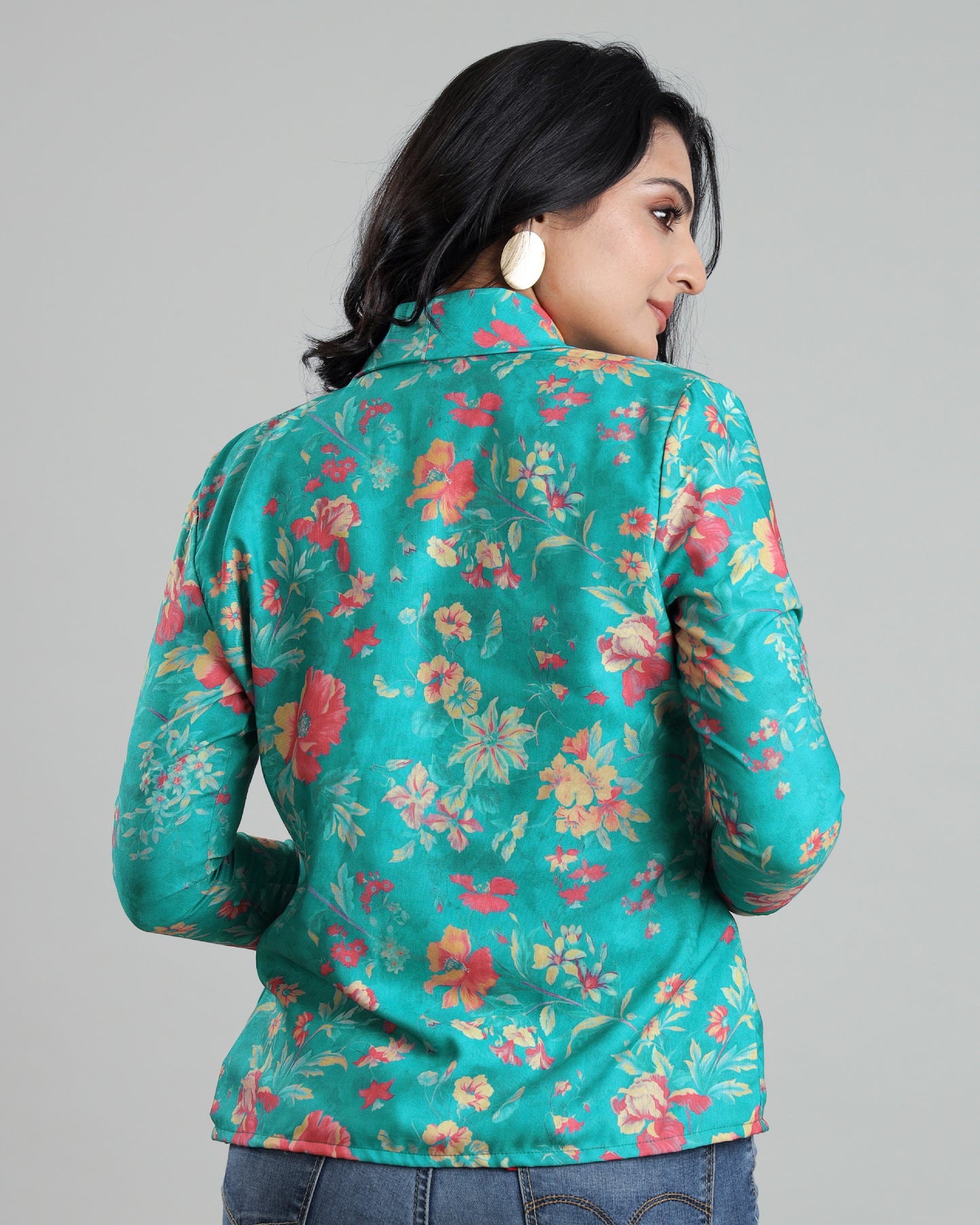 Radiant Floral Rayon Jacket For Women