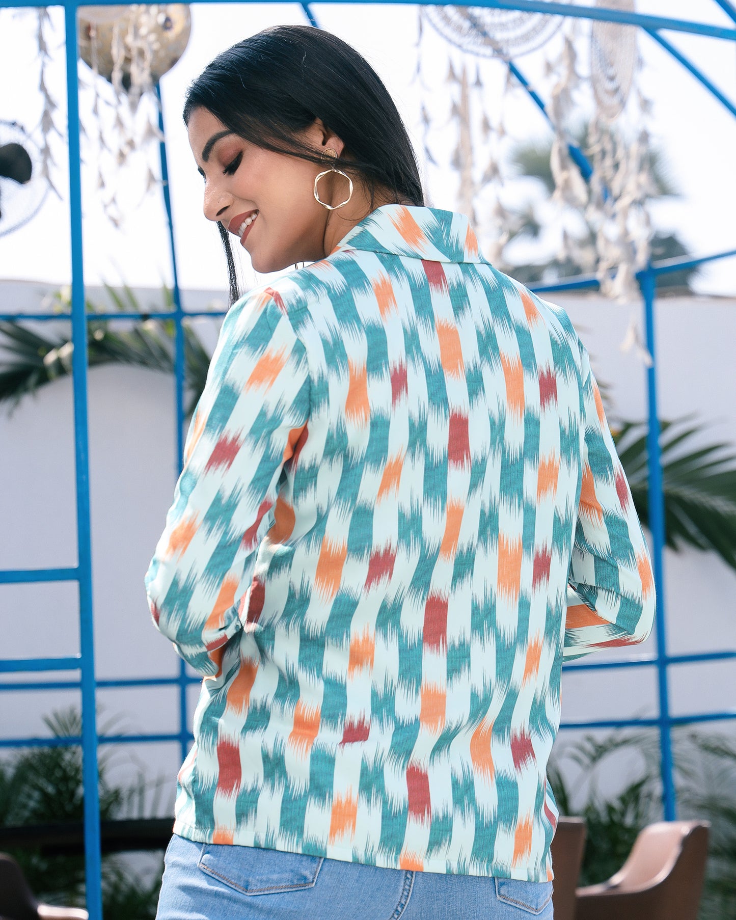 From Meetings To Mixers: Women's Ikkat Print Jacket
