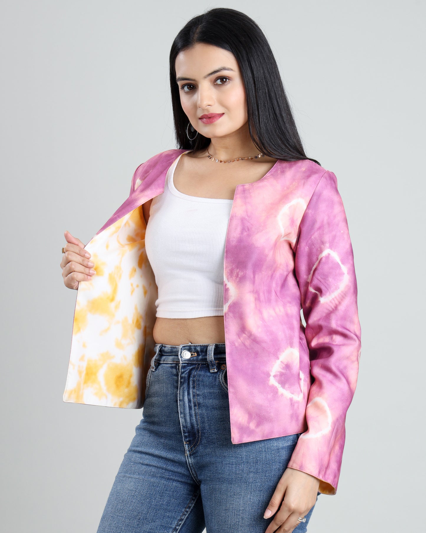 Duo Style Tye And Dye Reversible Women's Jacket
