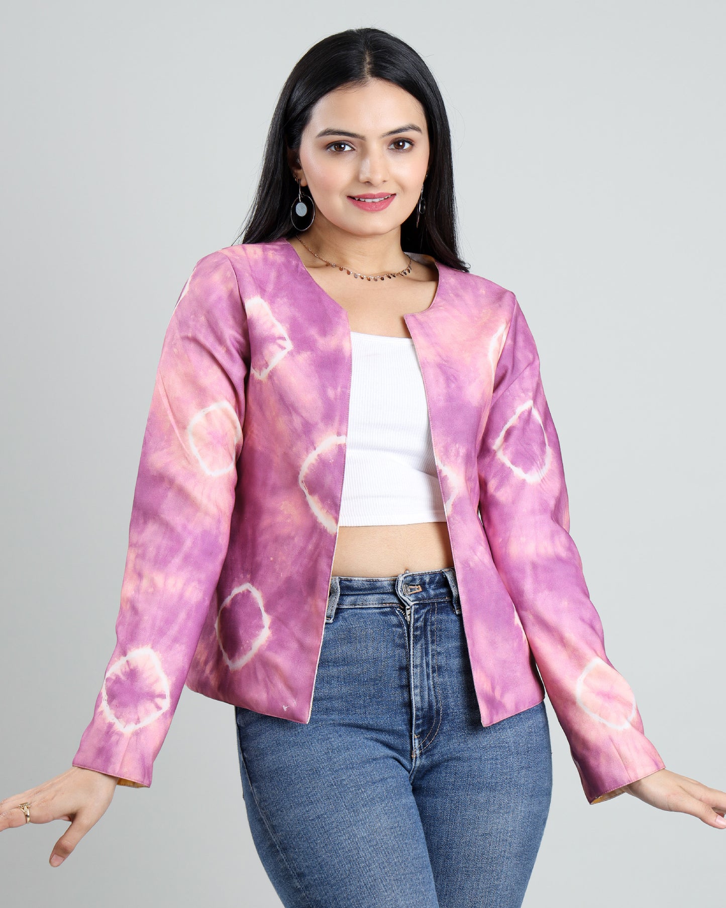 Duo Style Tye And Dye Reversible Women's Jacket