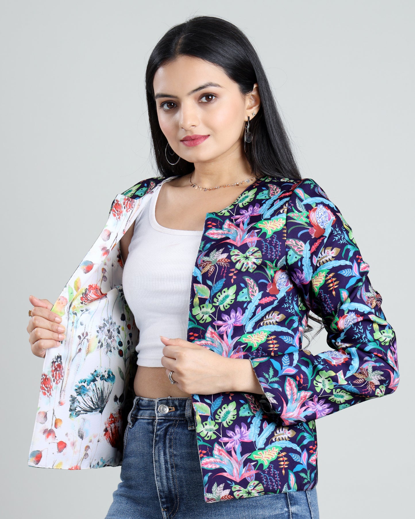 Catchy Petal Perfection Reversible Women's Jacket