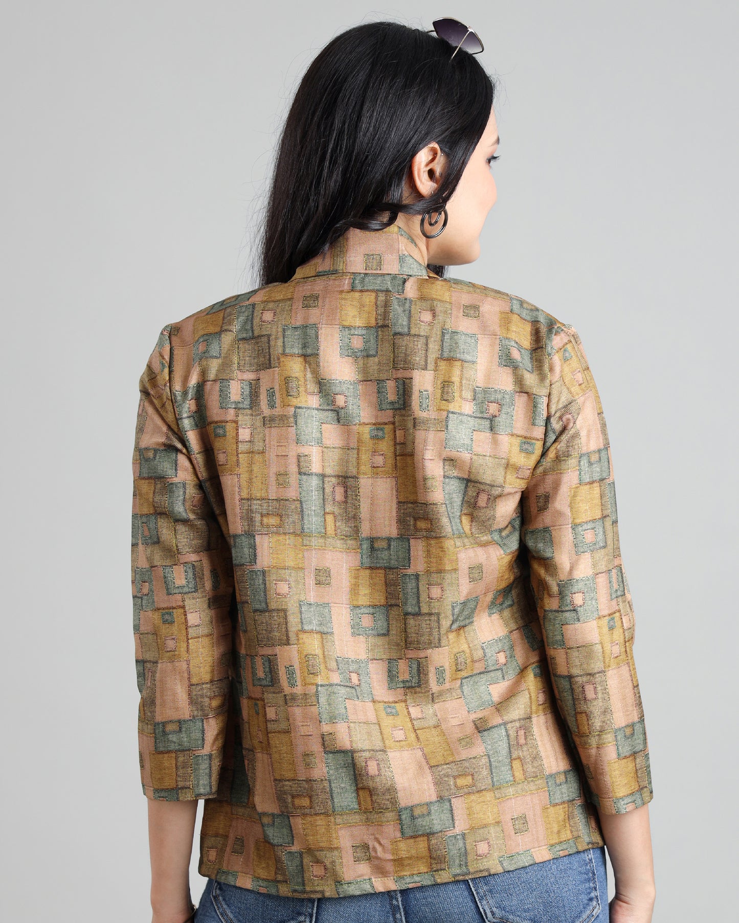 Own Your Perspective: Geometric Womens Digital Print Art Tusser Silk Fabric