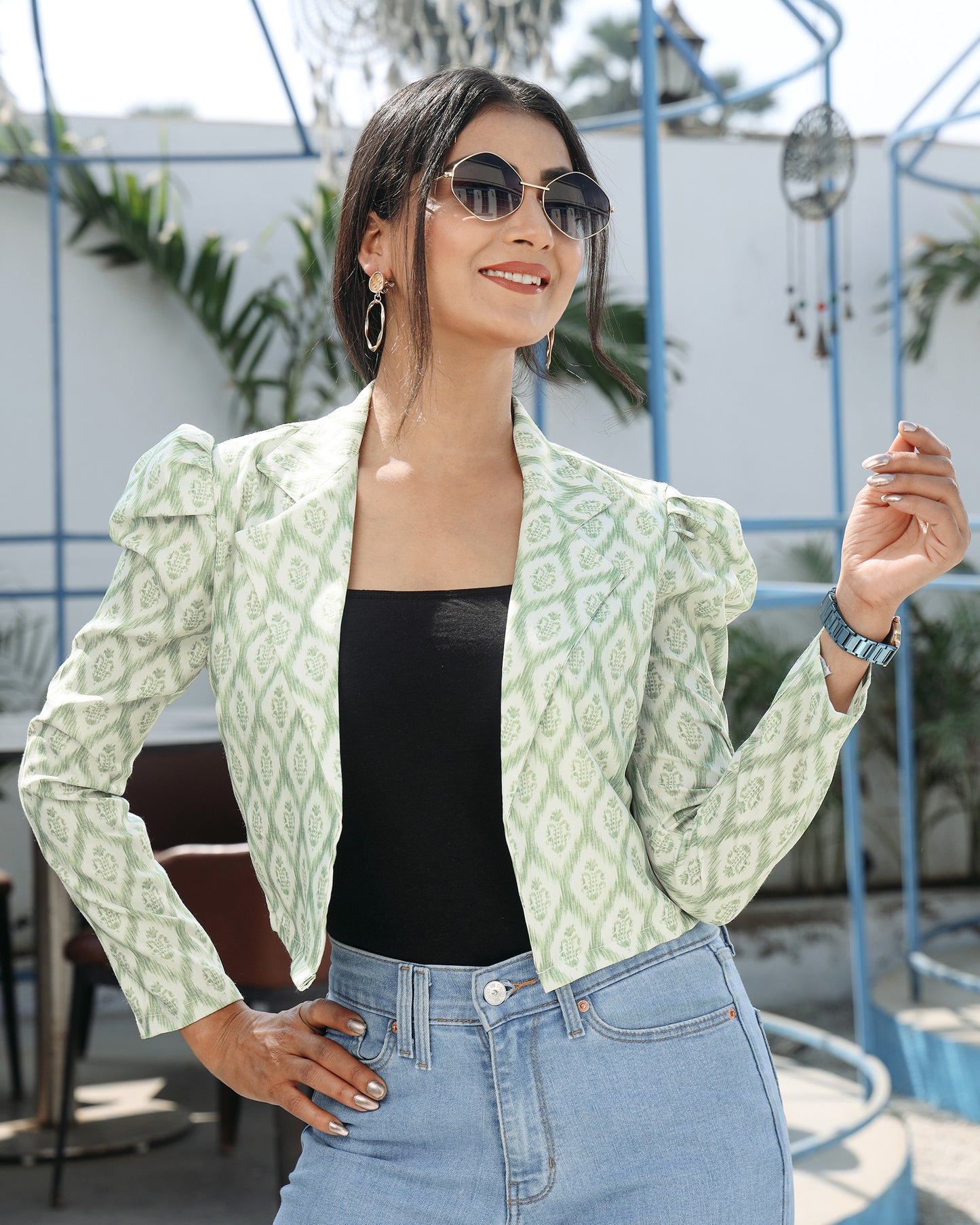 Trendy Ikkat Print Jacket: Workwear That Wows