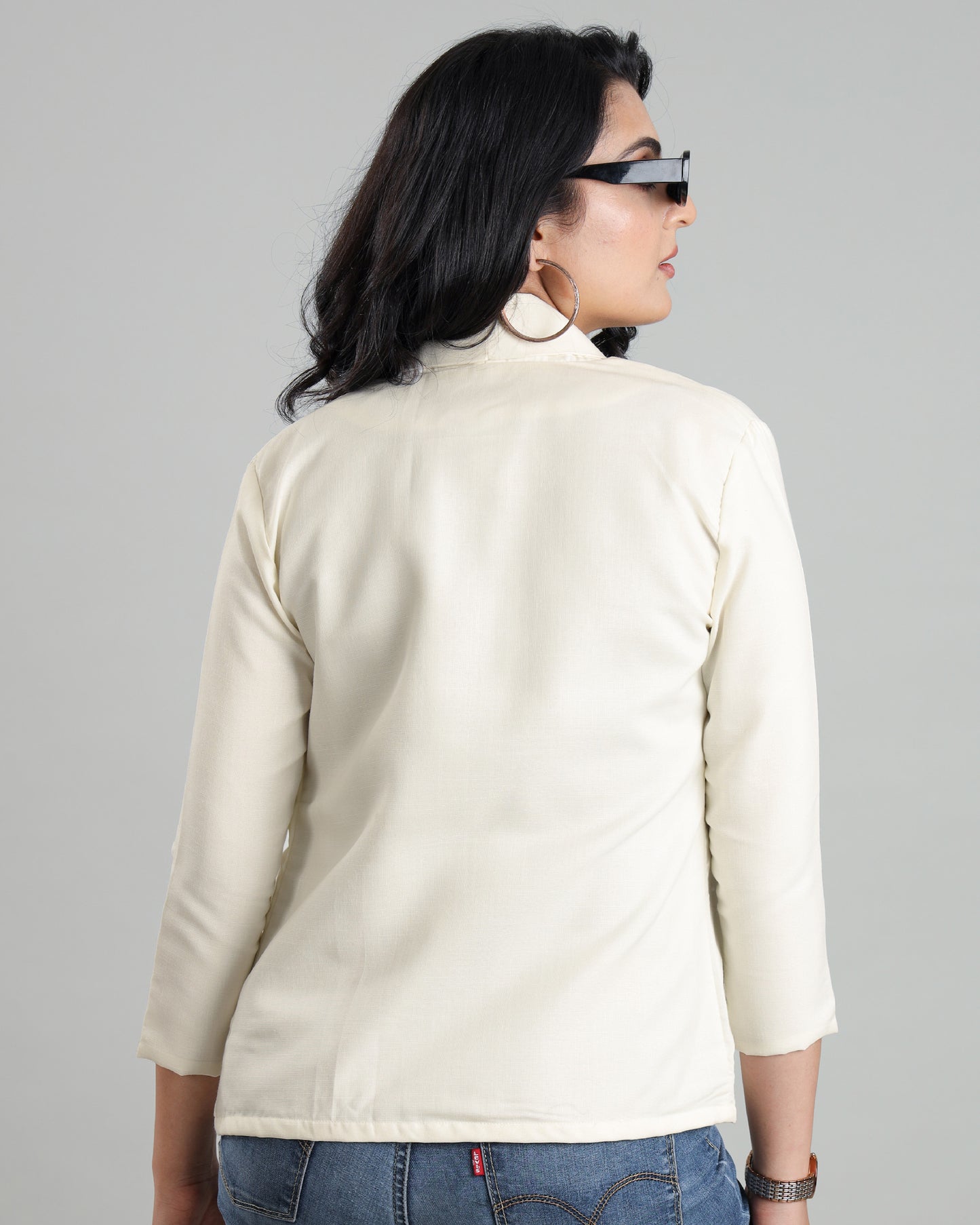 Soft And Simple Off White Jacket for Women