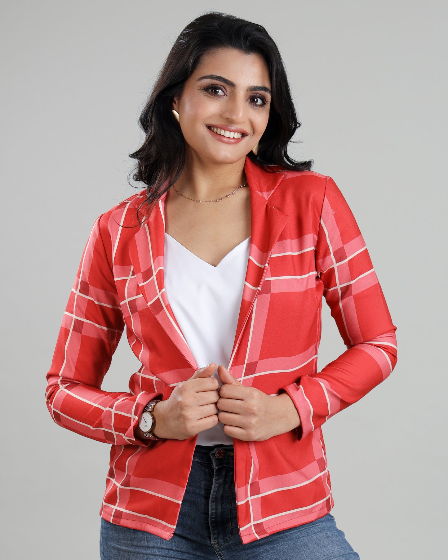 Red Hot Check: The Statement Womens Jacket