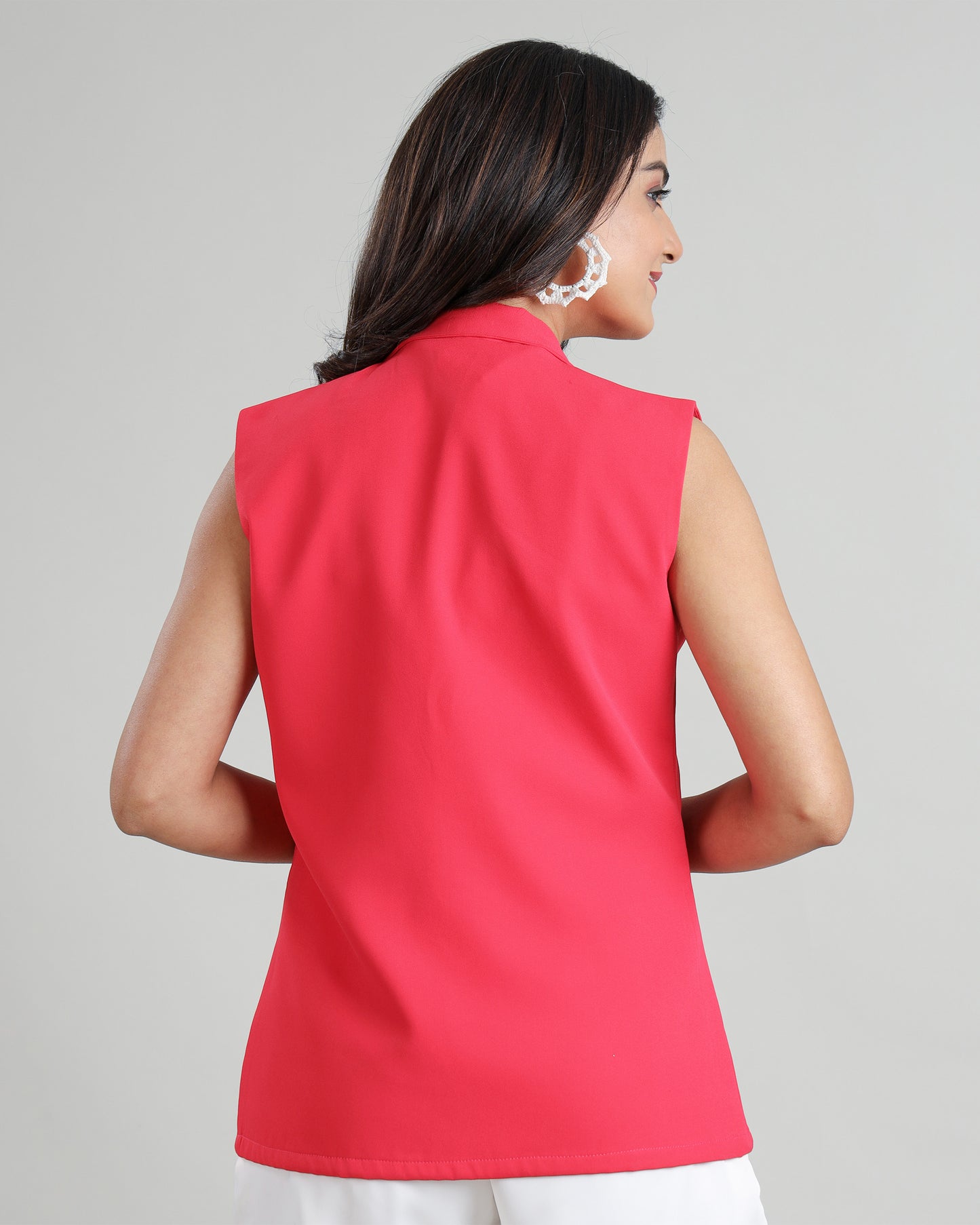 Layer Up in Luxury: Women's Pink Sleeveless Jacket