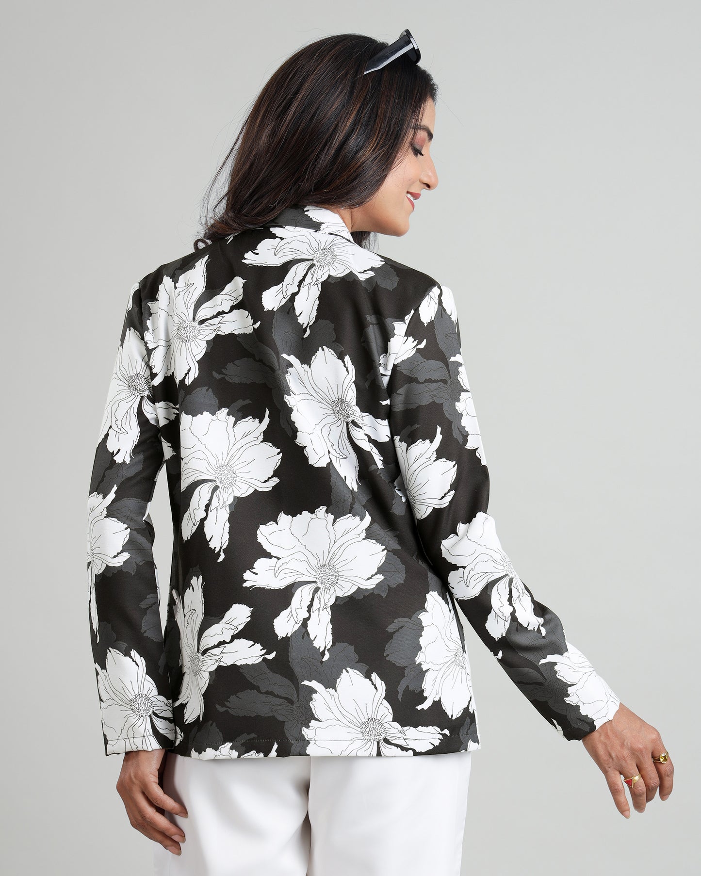 Classic With Twist: Black And White Floral Jacket