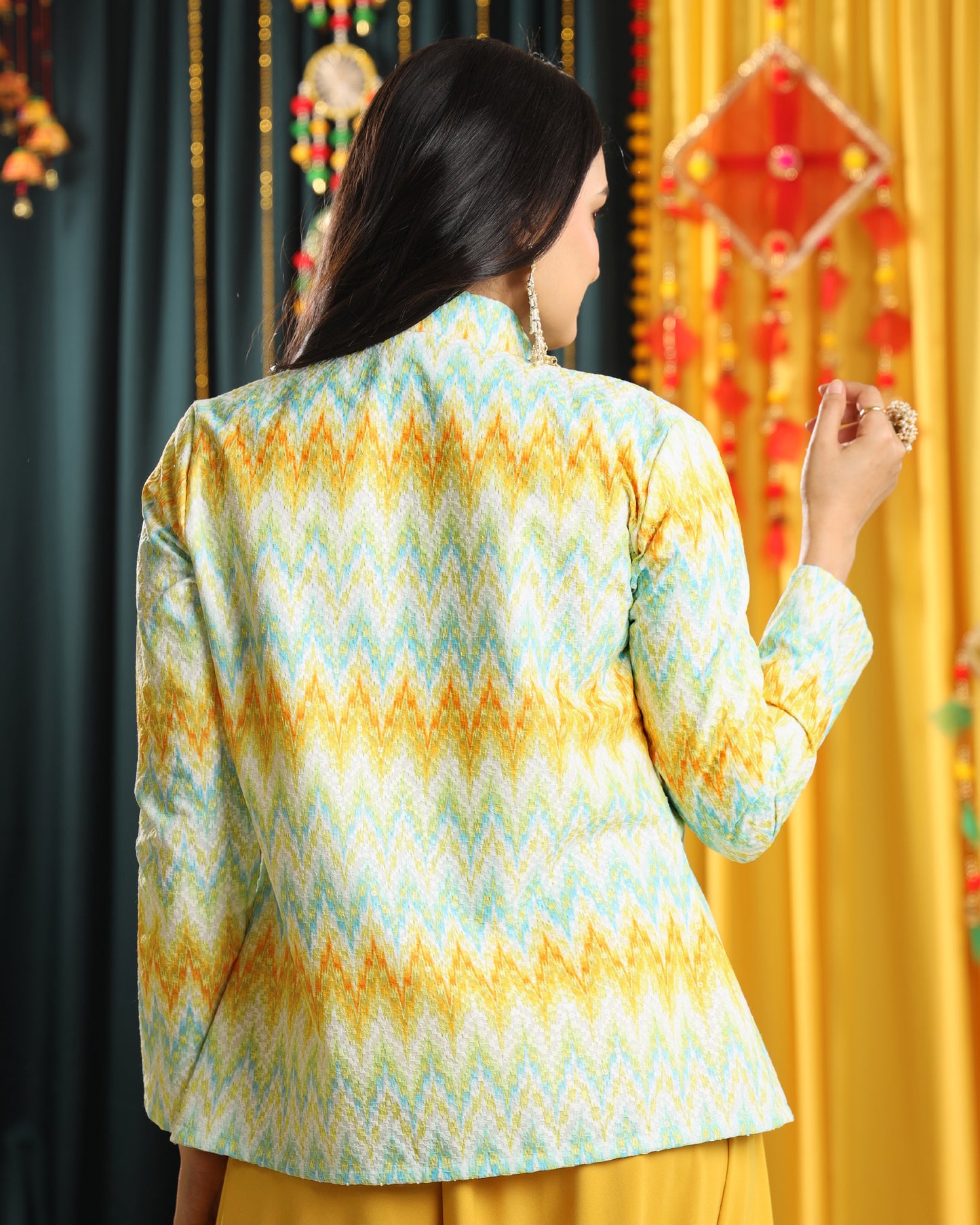 Embroidered Chevron Design Jacket For Women