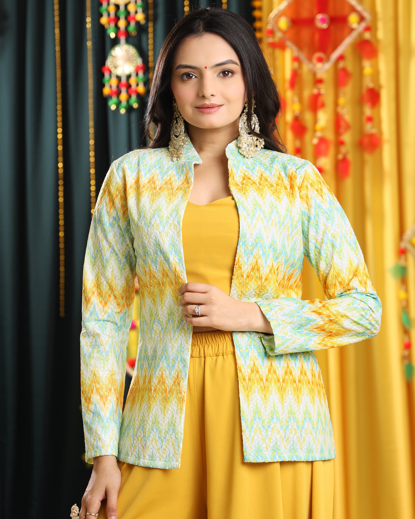 Embroidered Chevron Design Jacket For Women