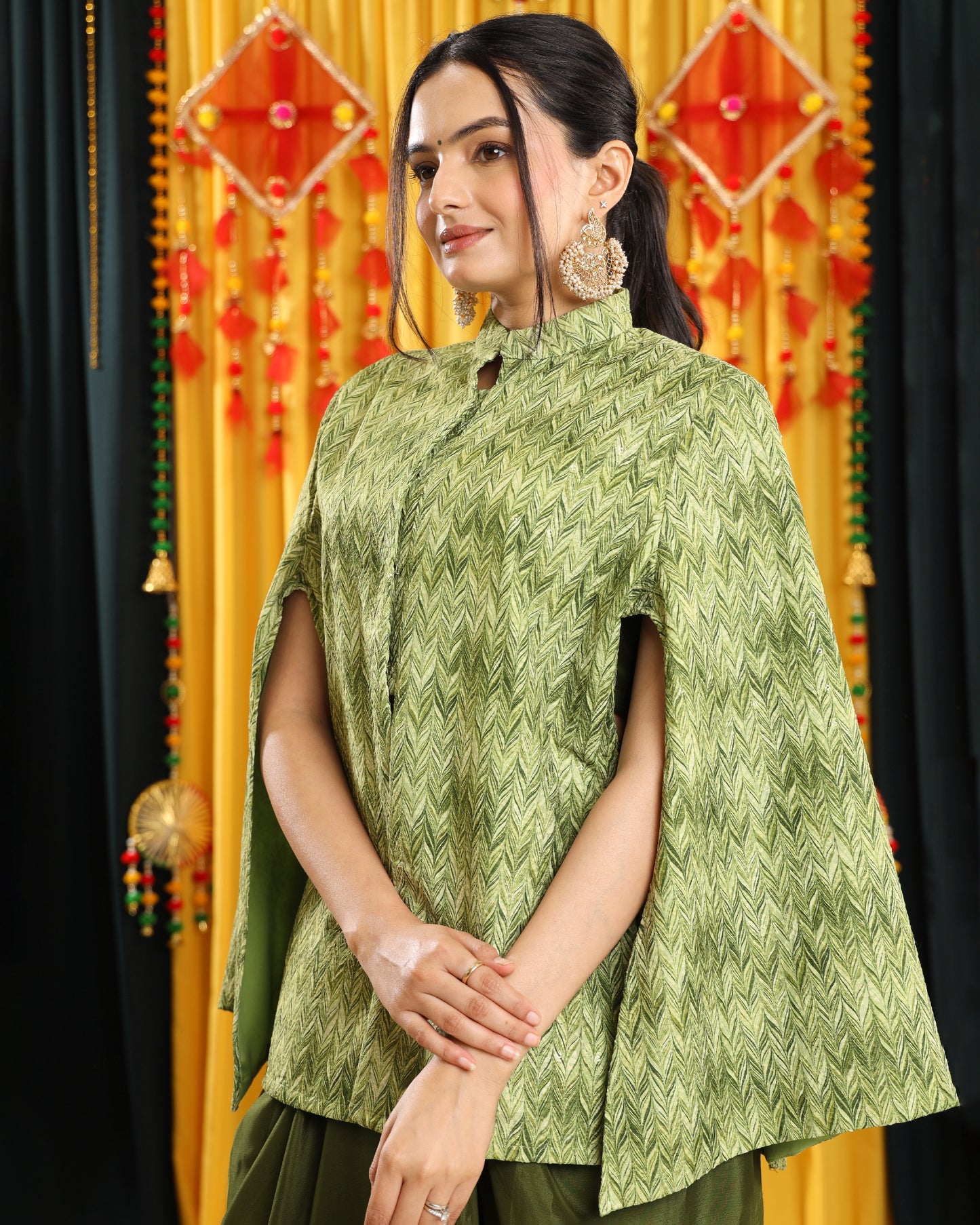 Beyond Tradition: One-of-a-Kind Green Women's Jacket