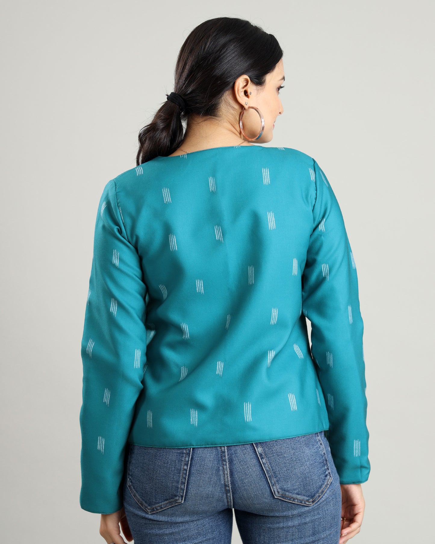 Women's Ikkat Print Reversible Jacket