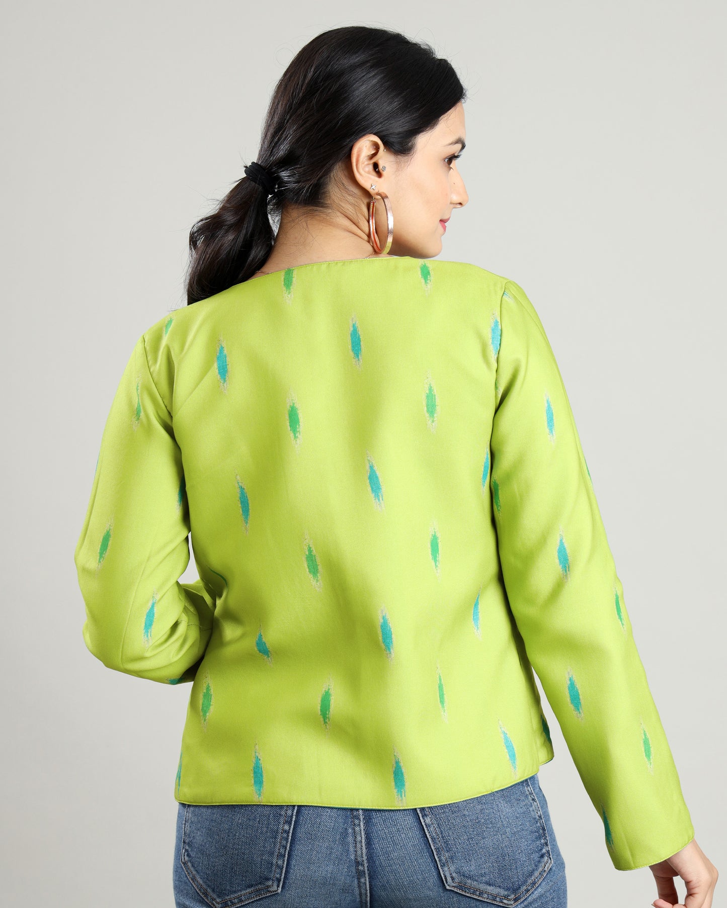 Women's Ikkat Print Reversible Jacket