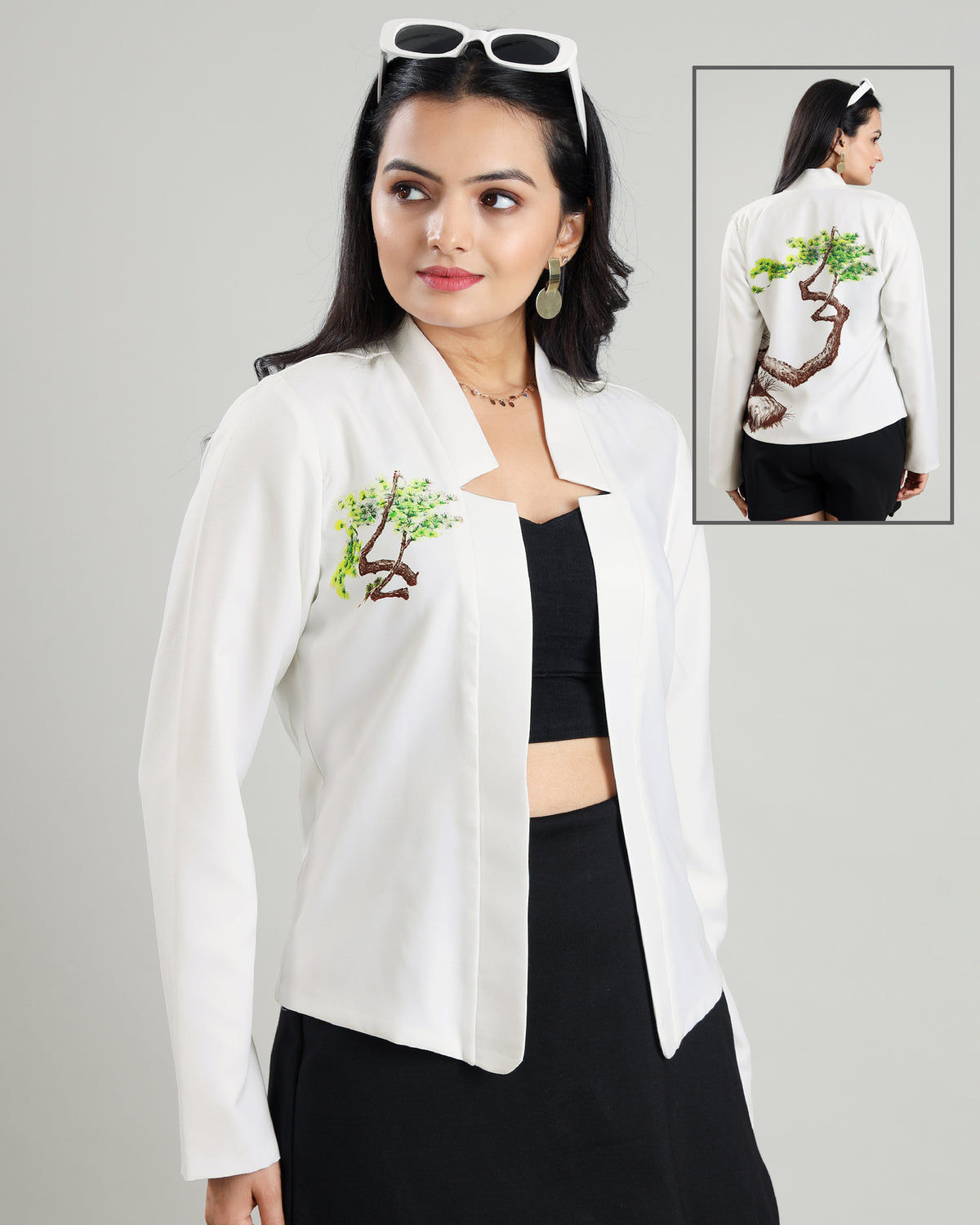 Eco-Chic: White Jacket With Touch Of Nature