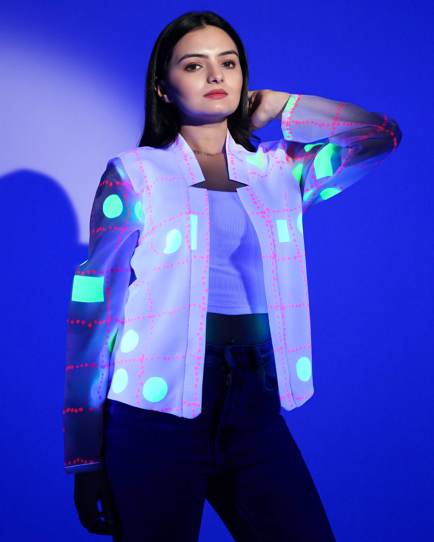 Light Up the Trend: Women's Neon Print Jacket