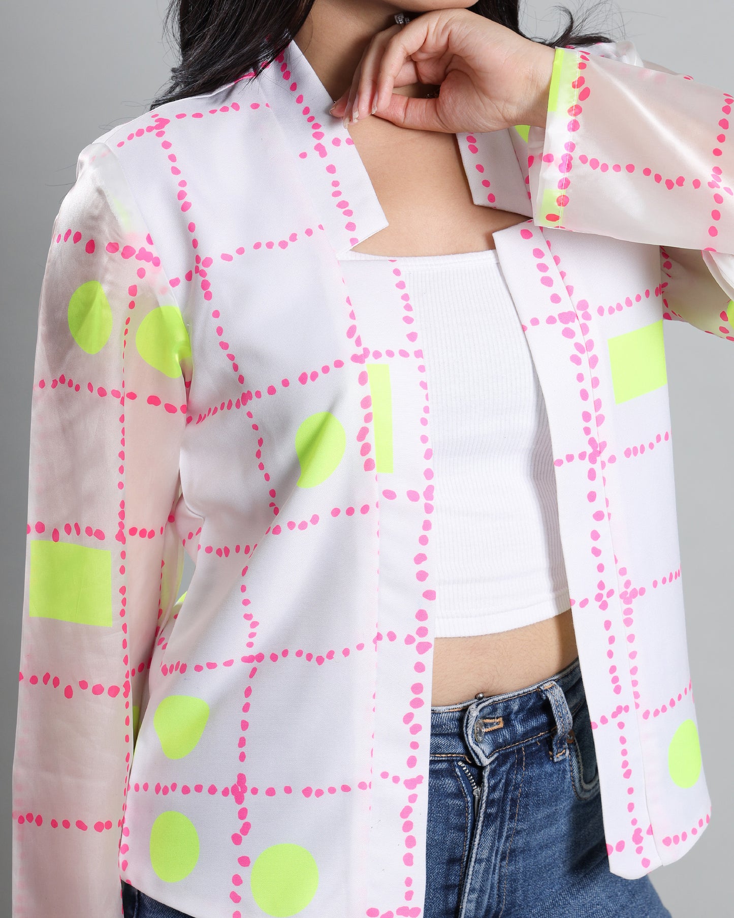 Light Up the Trend: Women's Neon Print Jacket
