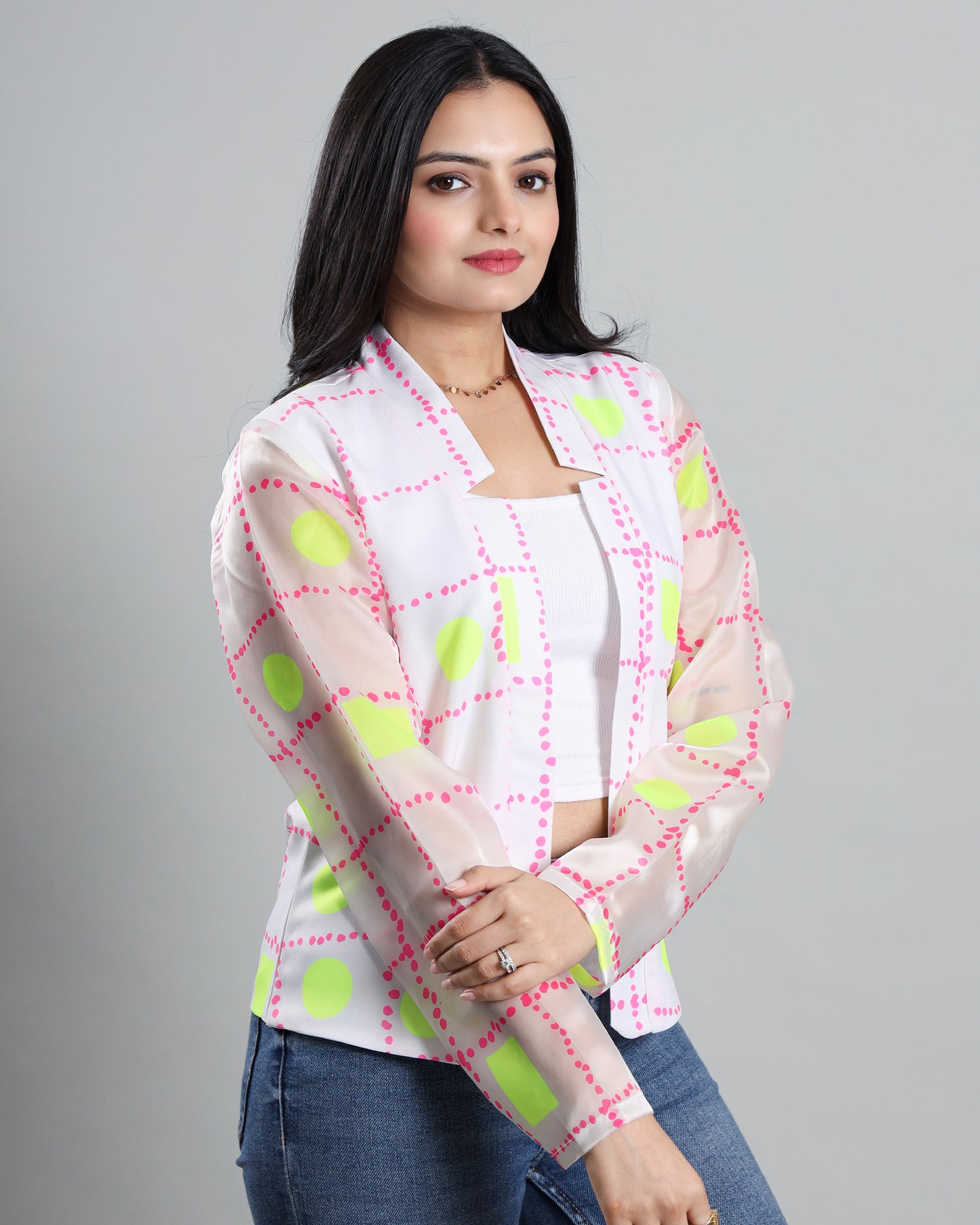 Light Up the Trend: Women's Neon Print Jacket