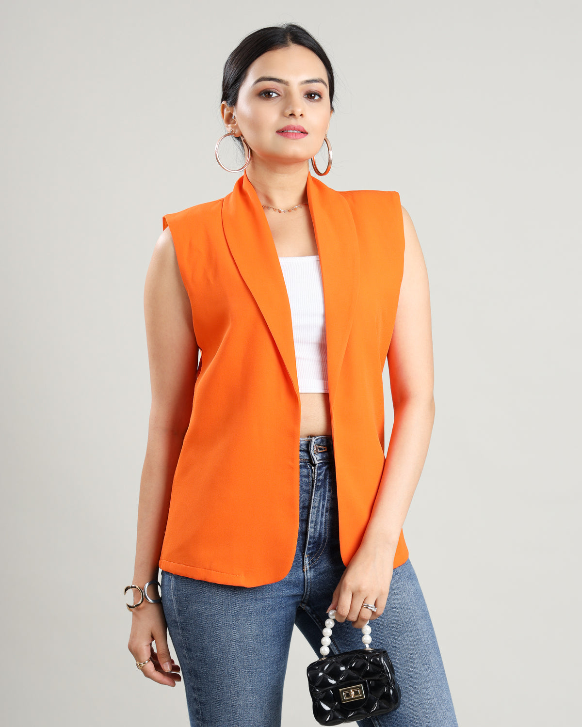 Orange Crush: Solid Color Casual Women's Jacket