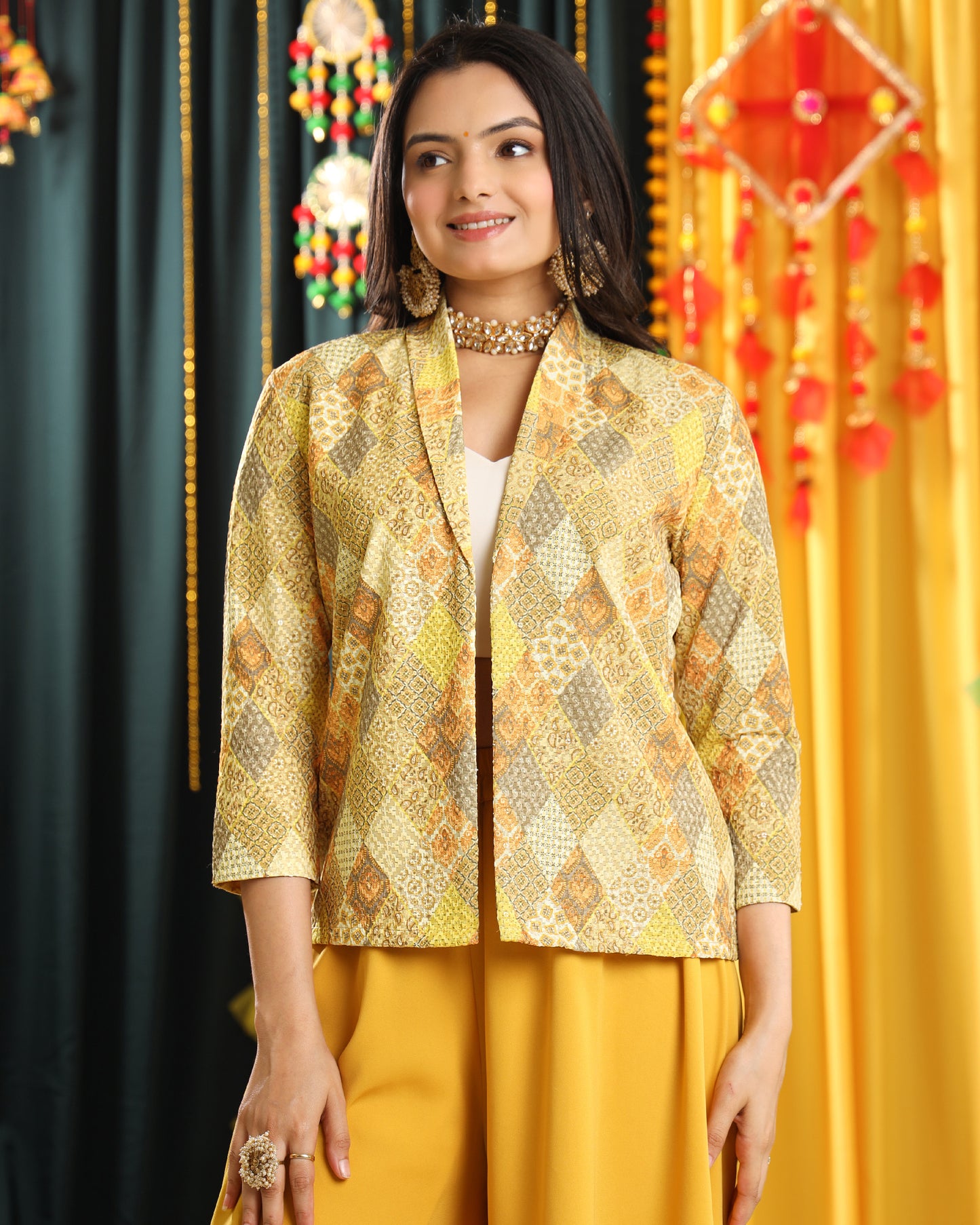 Haldi Function Attire: Embroidered Womens Jacket