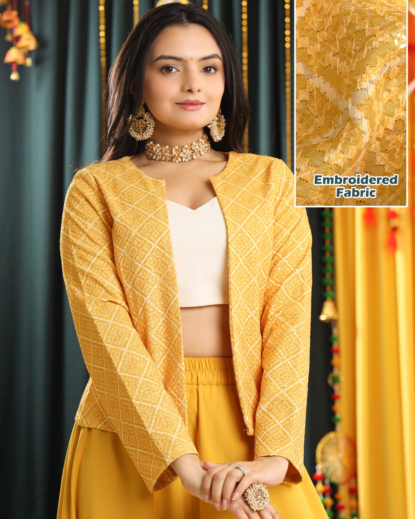 Haldi Ready! Women's Embroidered Yellow Jacket